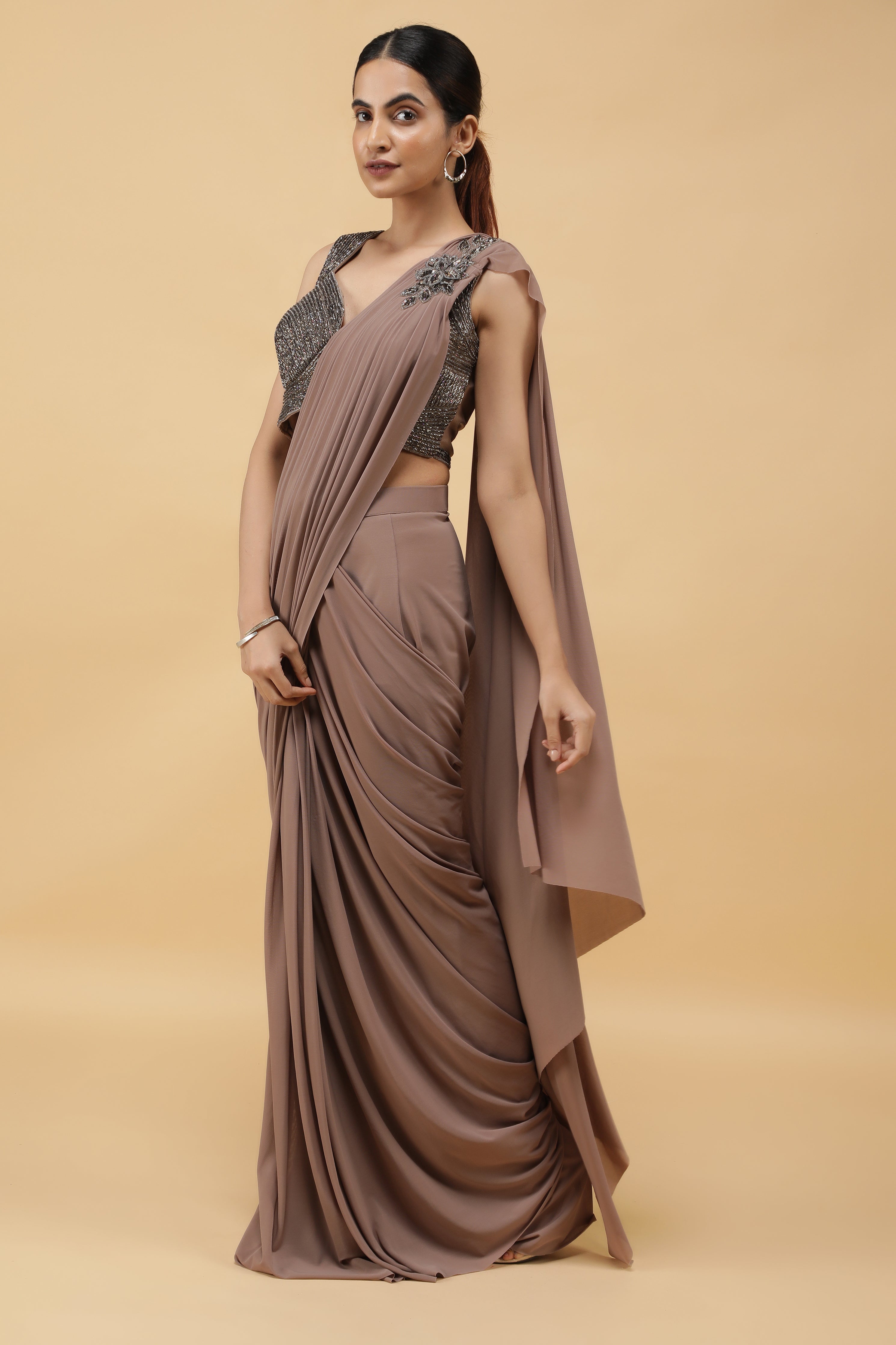 Mocha Drape Saree
