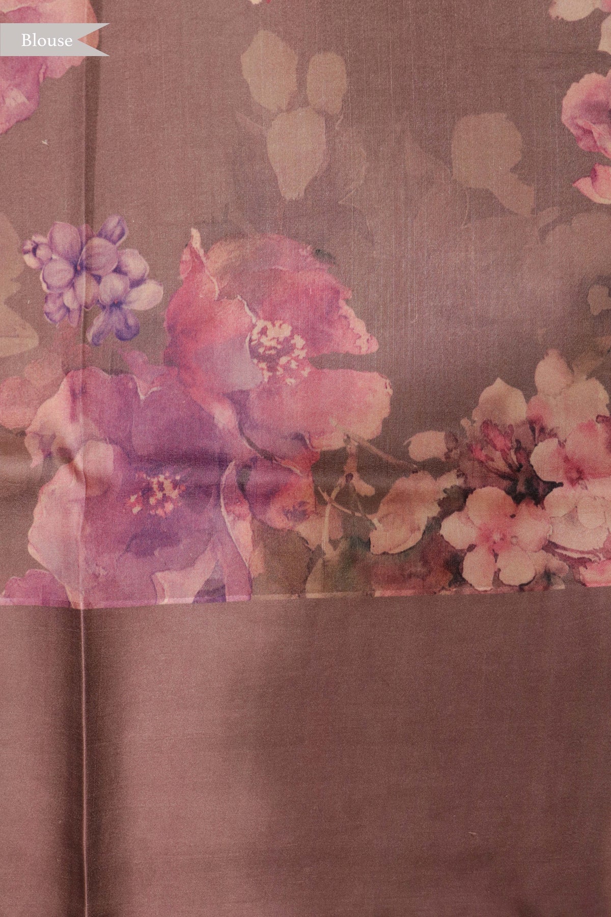 Dusty Lavender Tussar Silk Saree with Floral Print