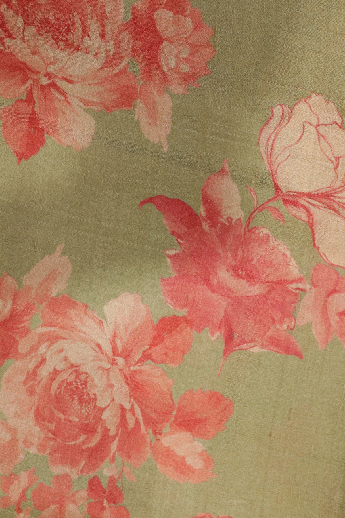 Green Tussar Silk Saree with Floral Print