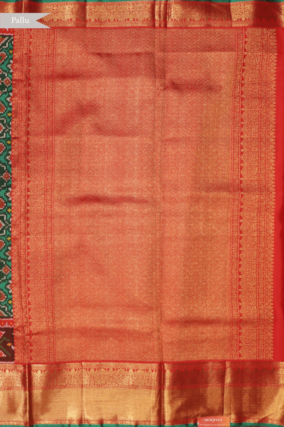 Green Patola Twill Silk Fusion Saree