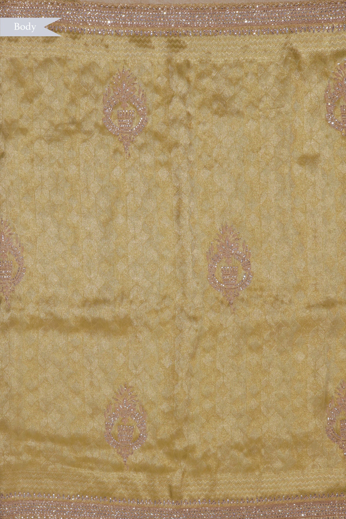 Lime Yellow Zari Weave Saree with Zardosi Work
