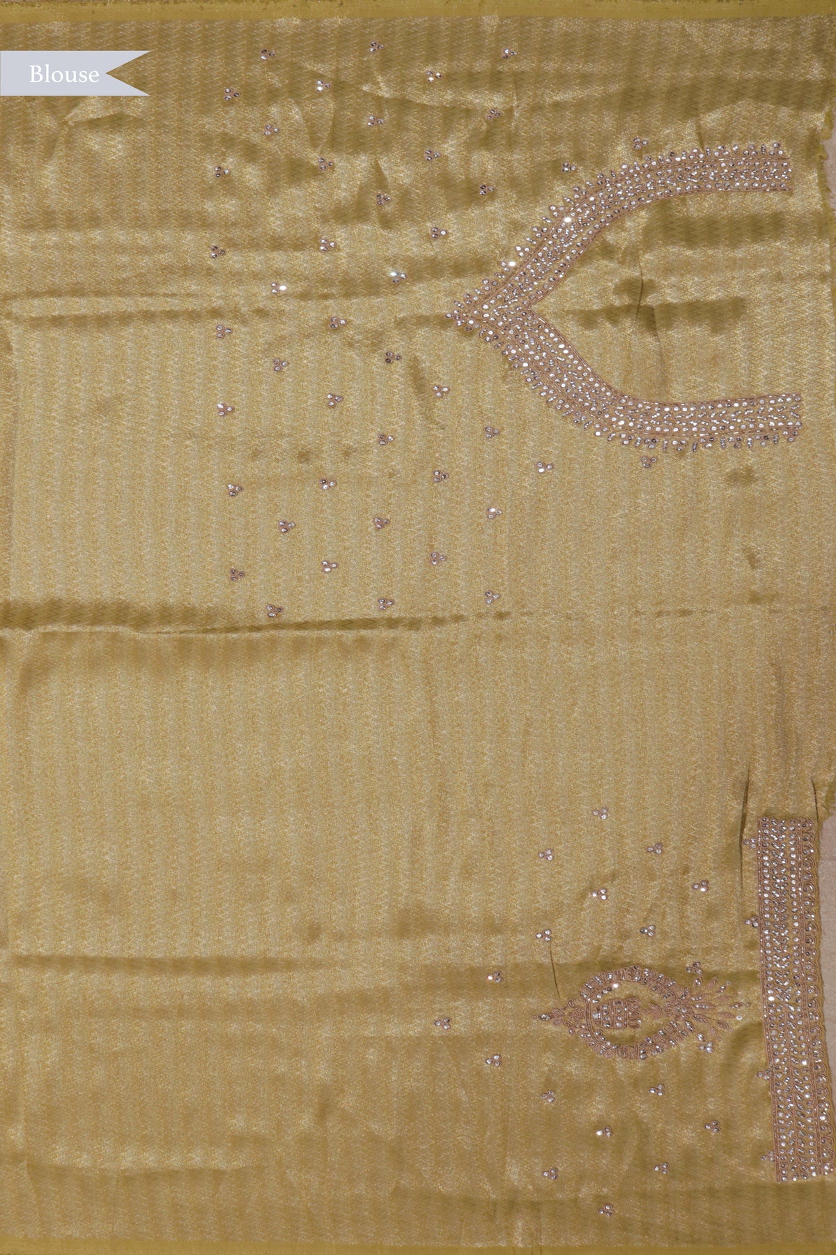 Lime Yellow Zari Weave Saree with Zardosi Work