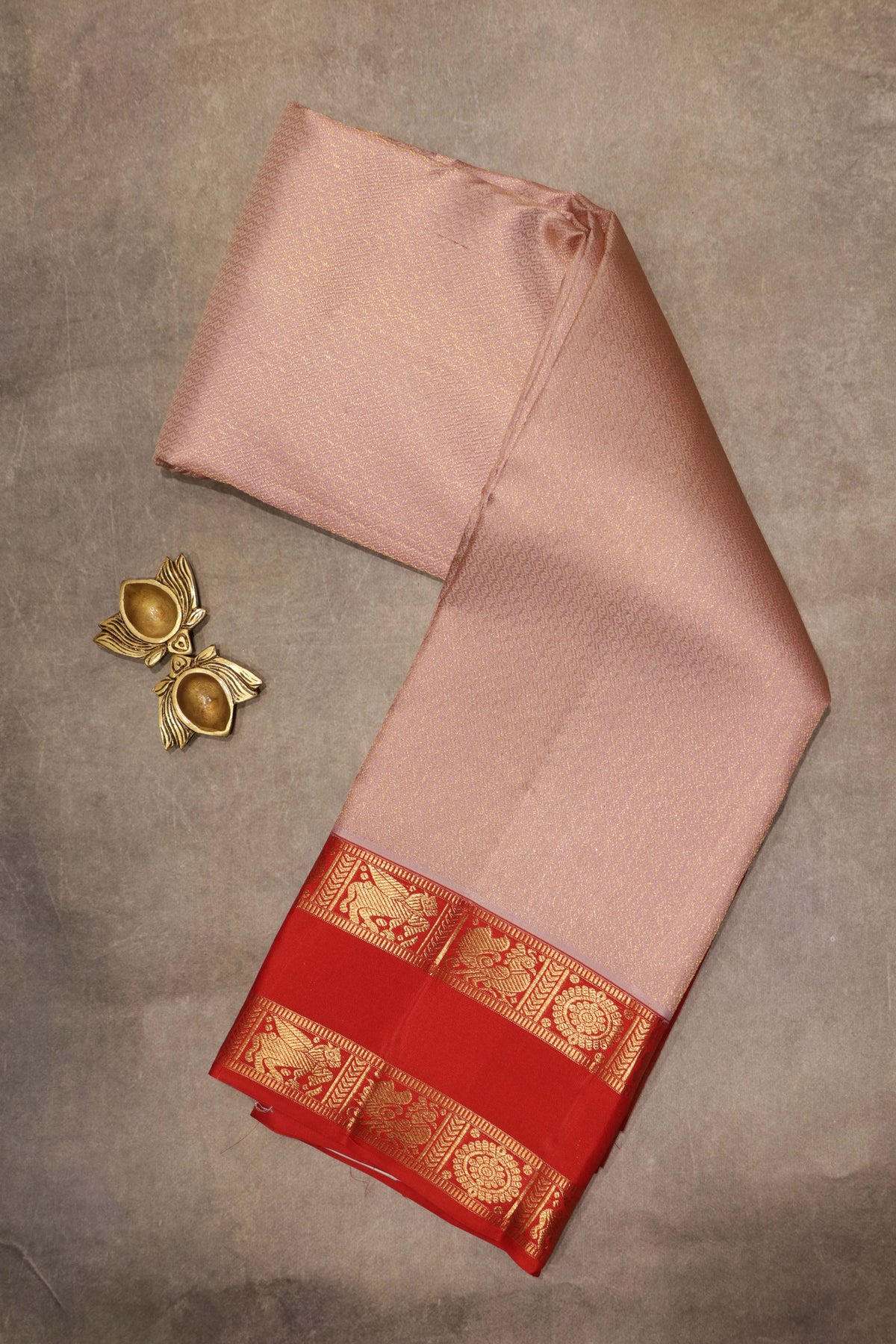 Mauve Pink Kanchivaram Silk Rettapettah Saree