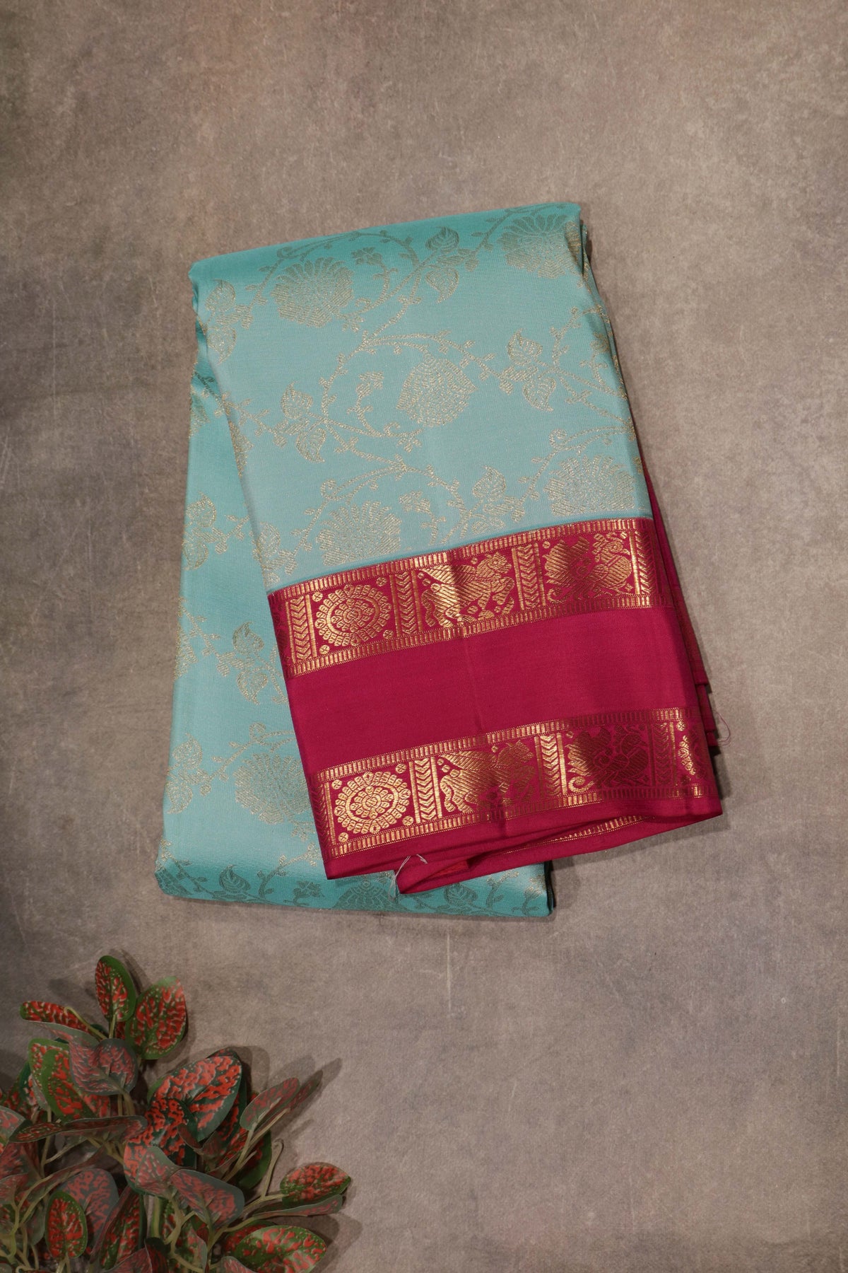 Turquoise Blue Kanchivaram Silk Saree
