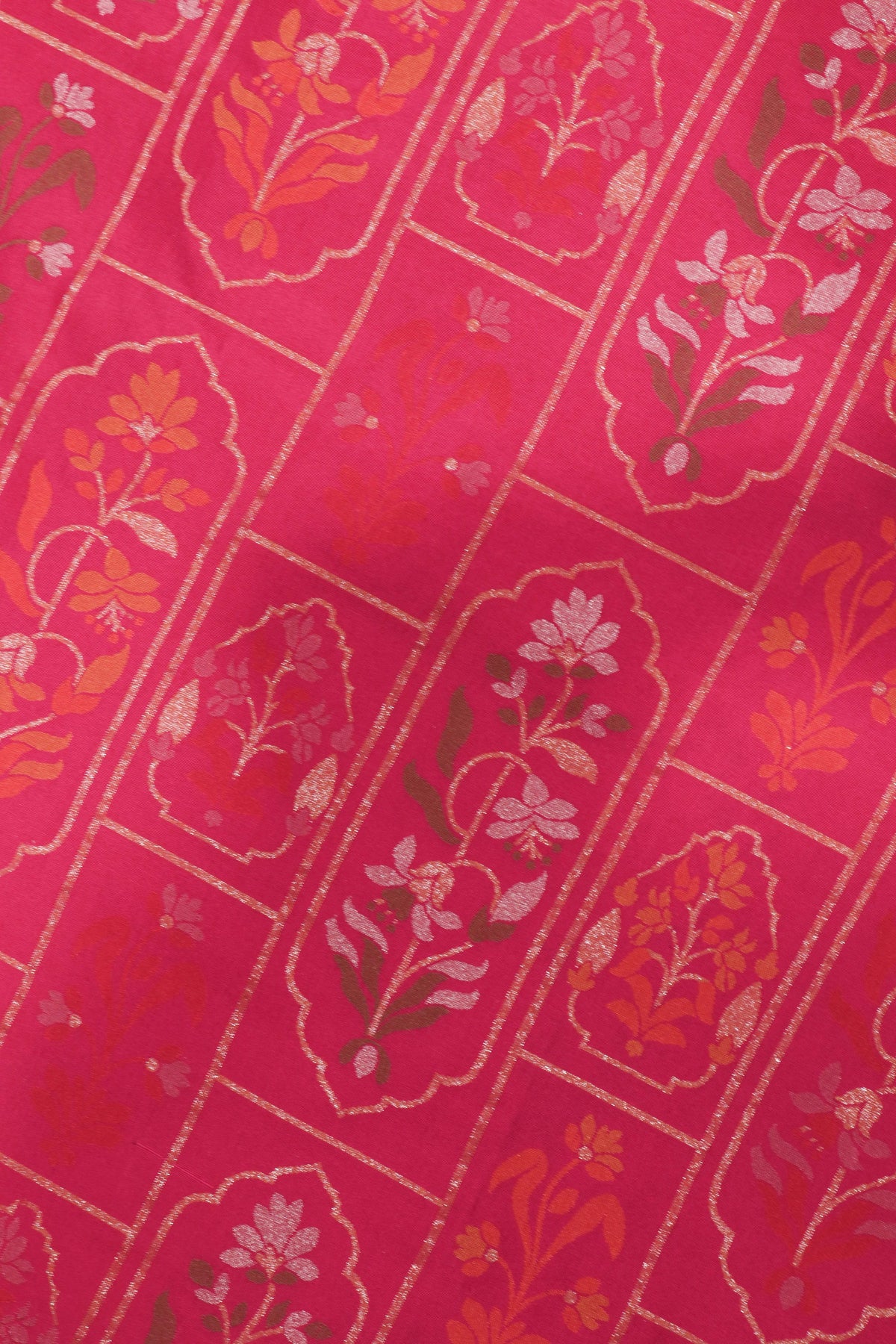 Rani Pink Banarasi Silk Jamdani Saree