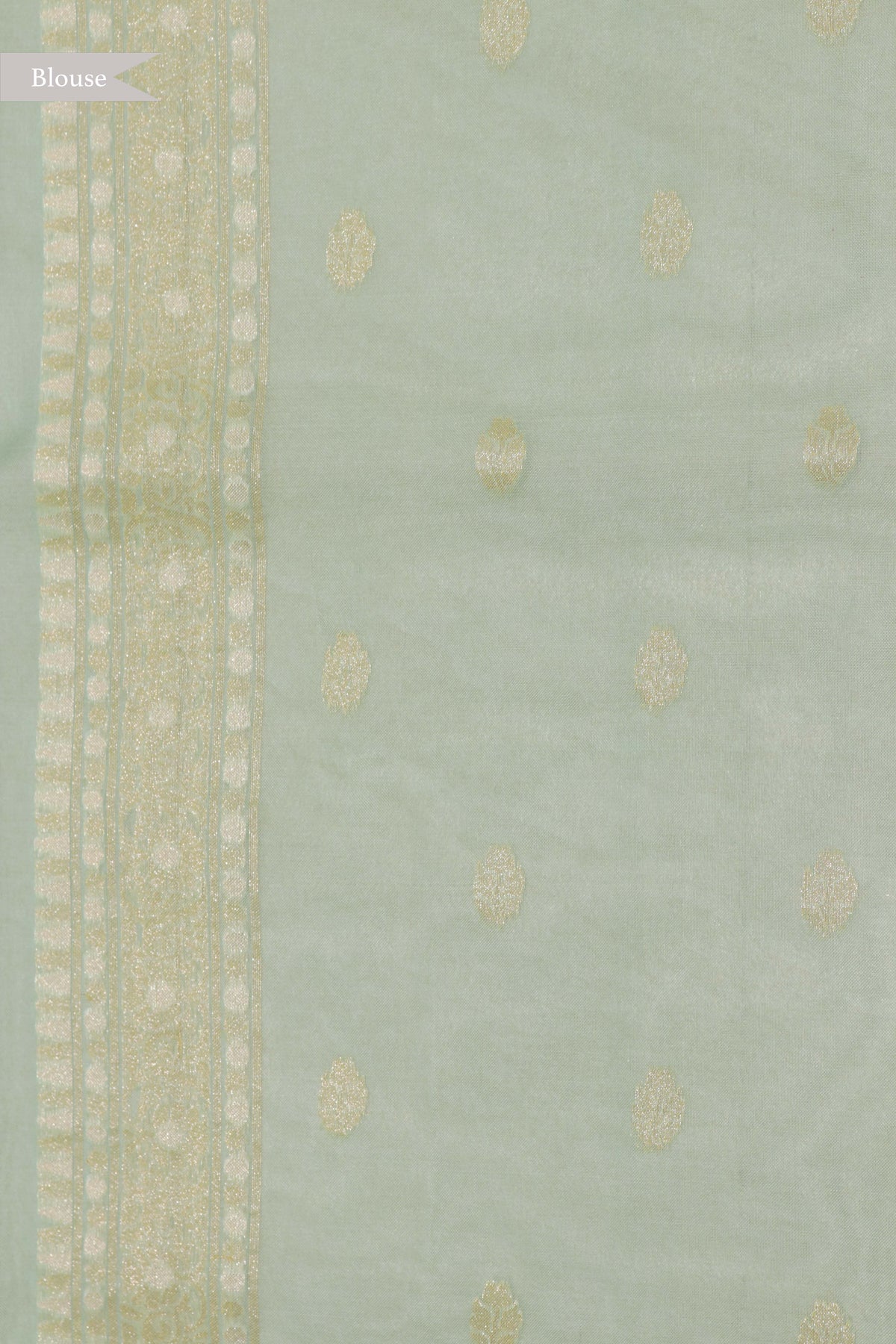 Sea Green Banarasi Kora Silk Fusion Saree