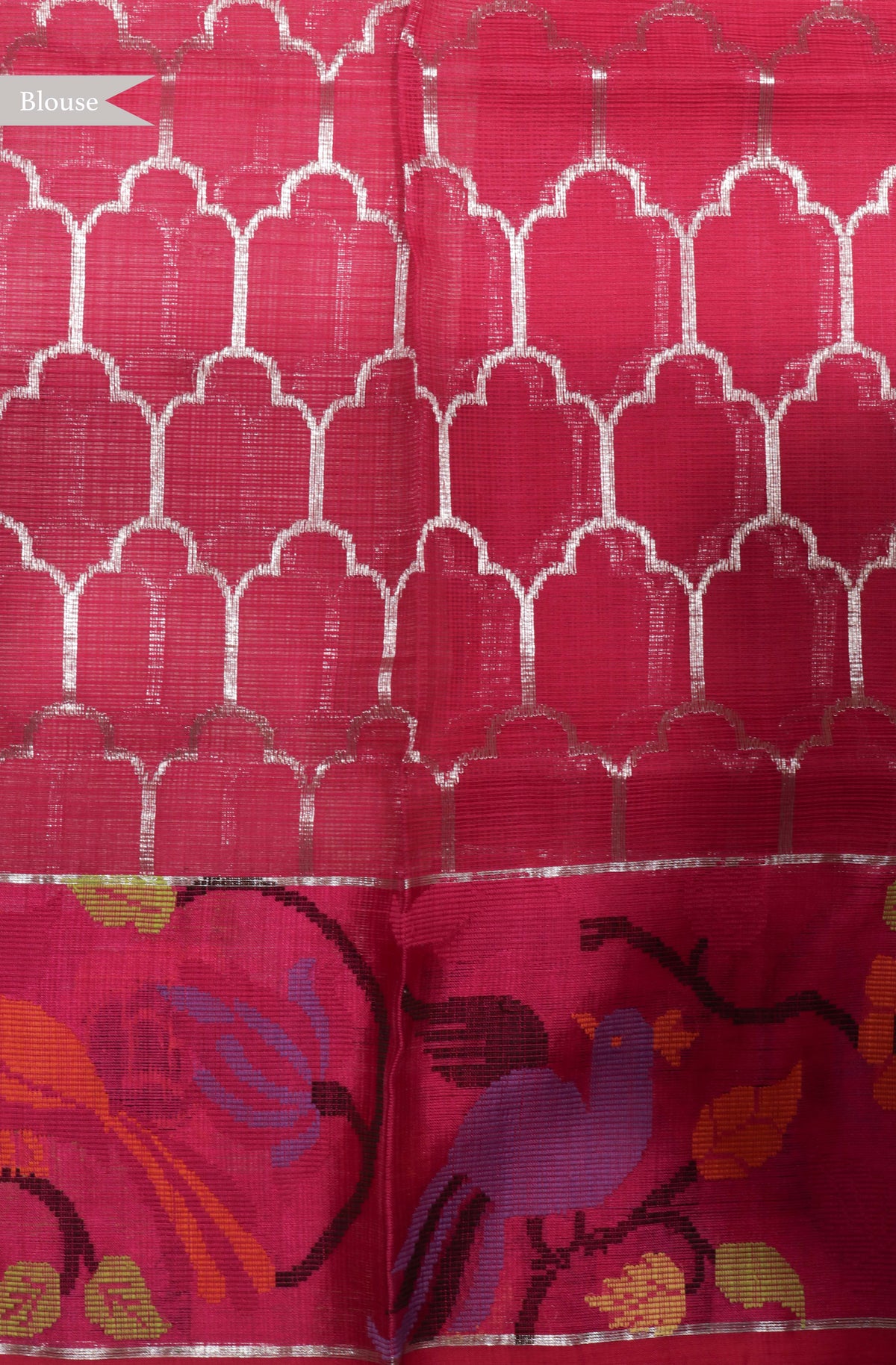 Grey-Green Zari Kota Saree with Jamdani Border