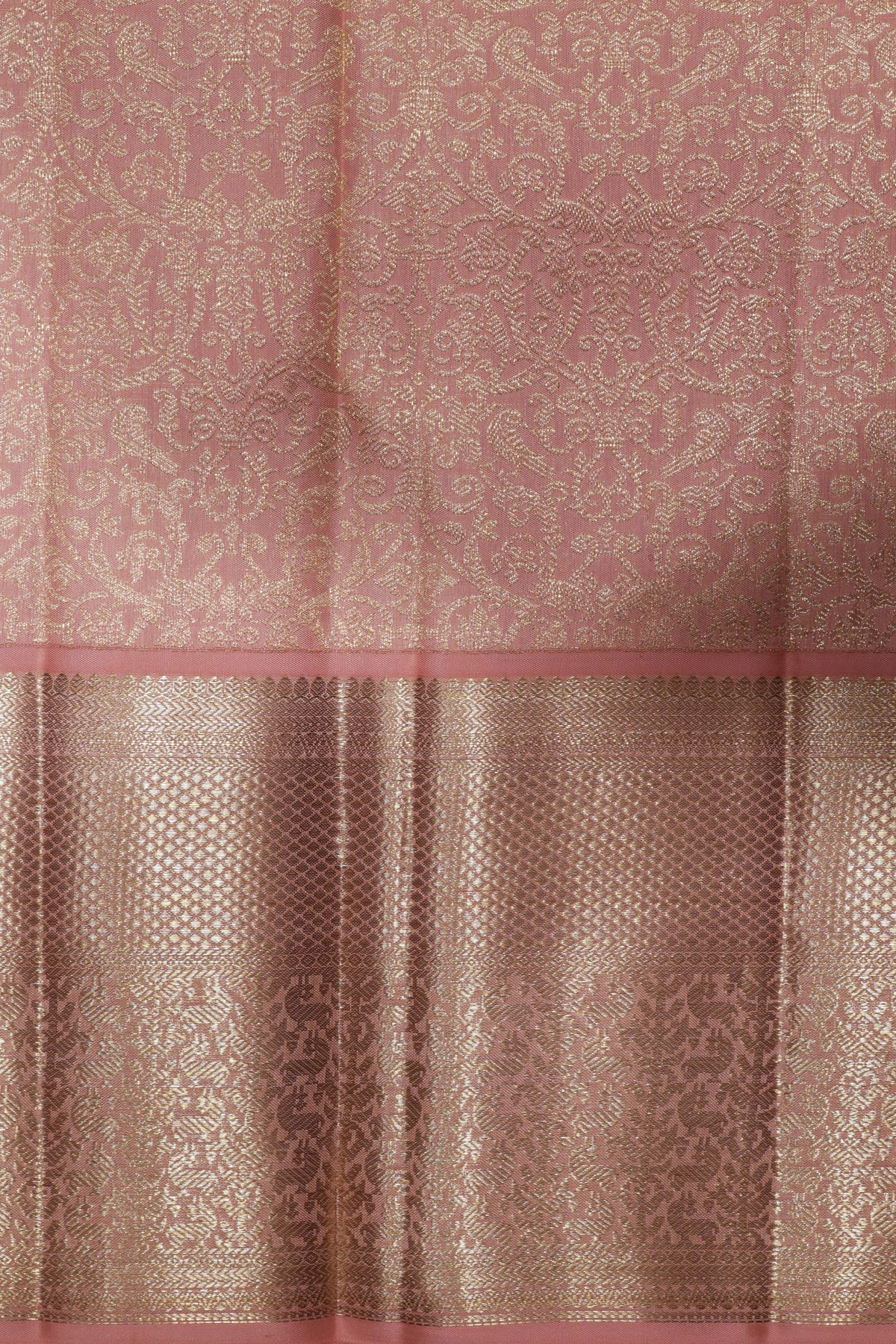 Baby Pink Kanchivaram Silk Saree with Zari Weaving