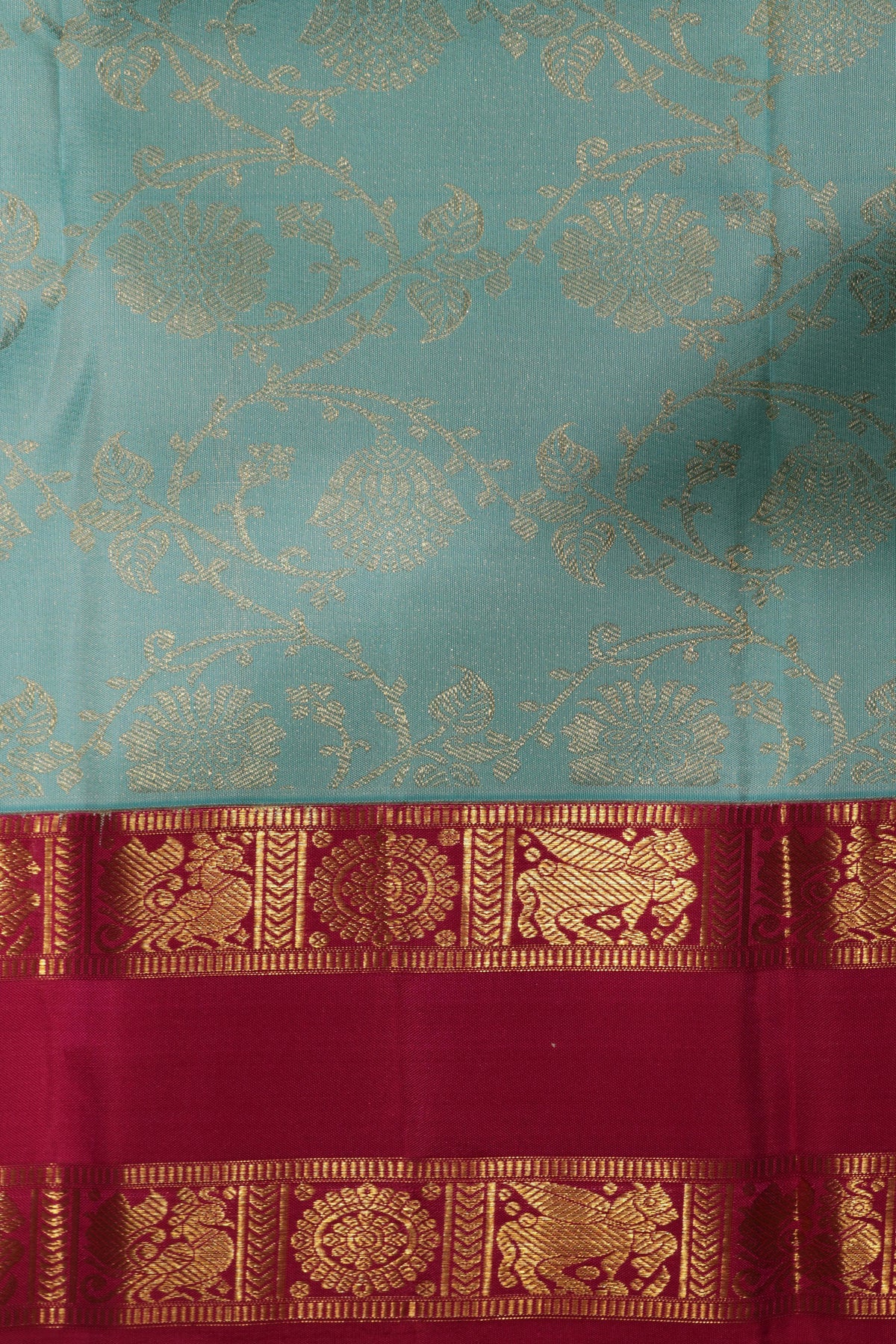 Turquoise Blue Kanchivaram Silk Saree