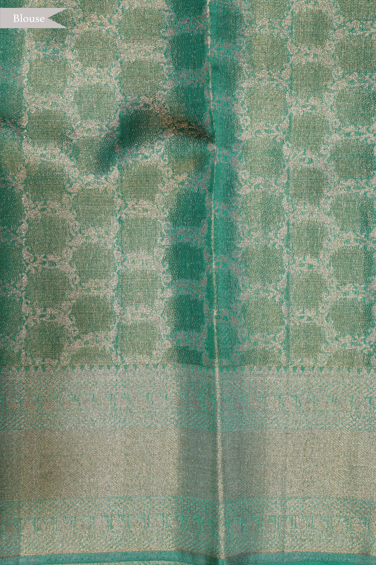 Silver Tissue Silk Saree with Aqua Floral Weaving