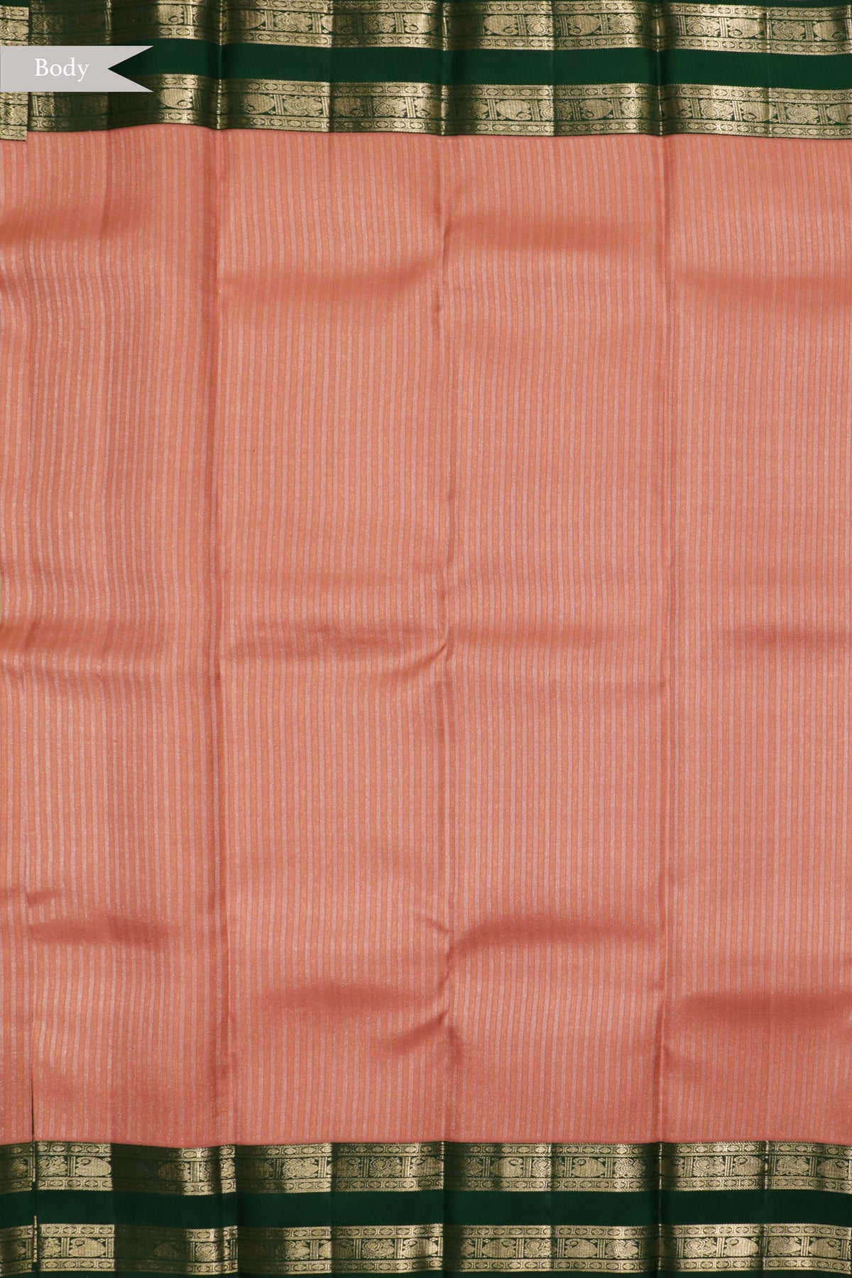 Peach Kanchivaram Silk Rettapettah Border Saree