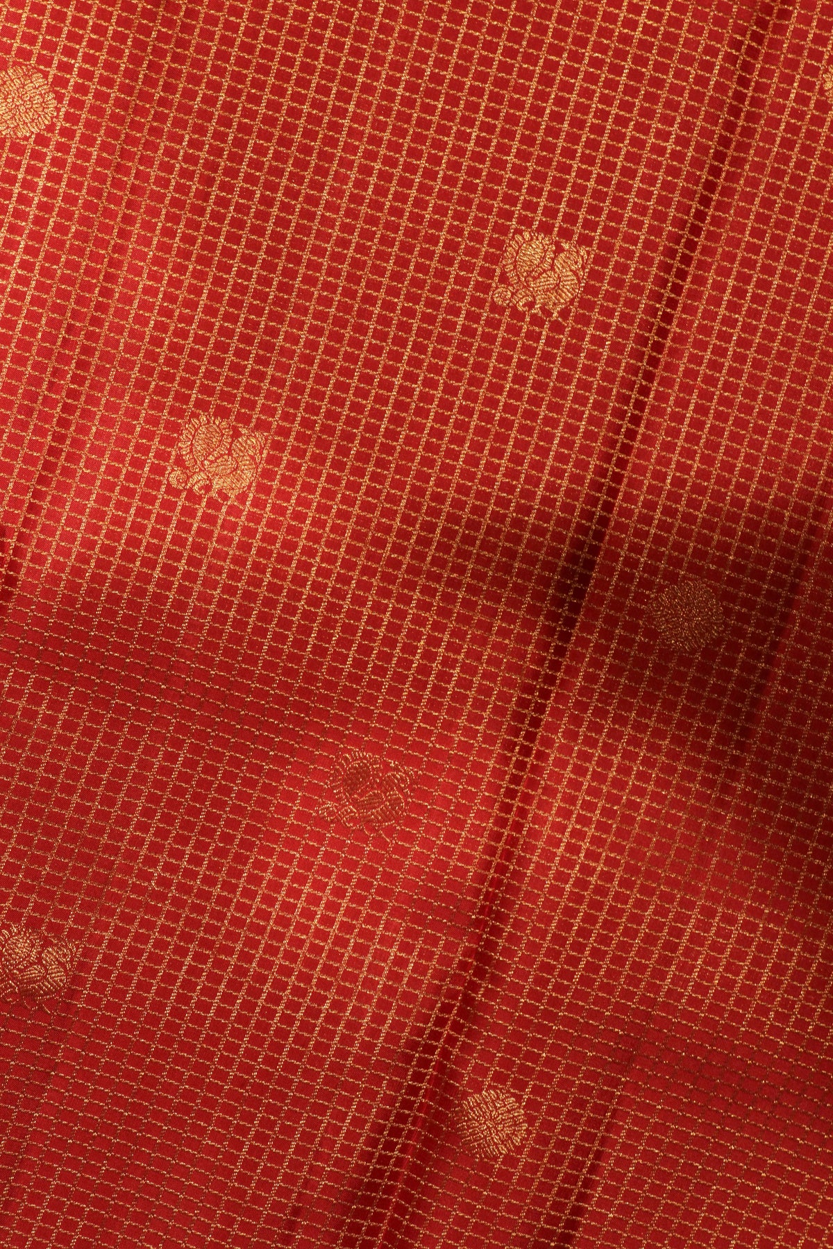 Red Kanchivaram Silk Checked Zari Saree