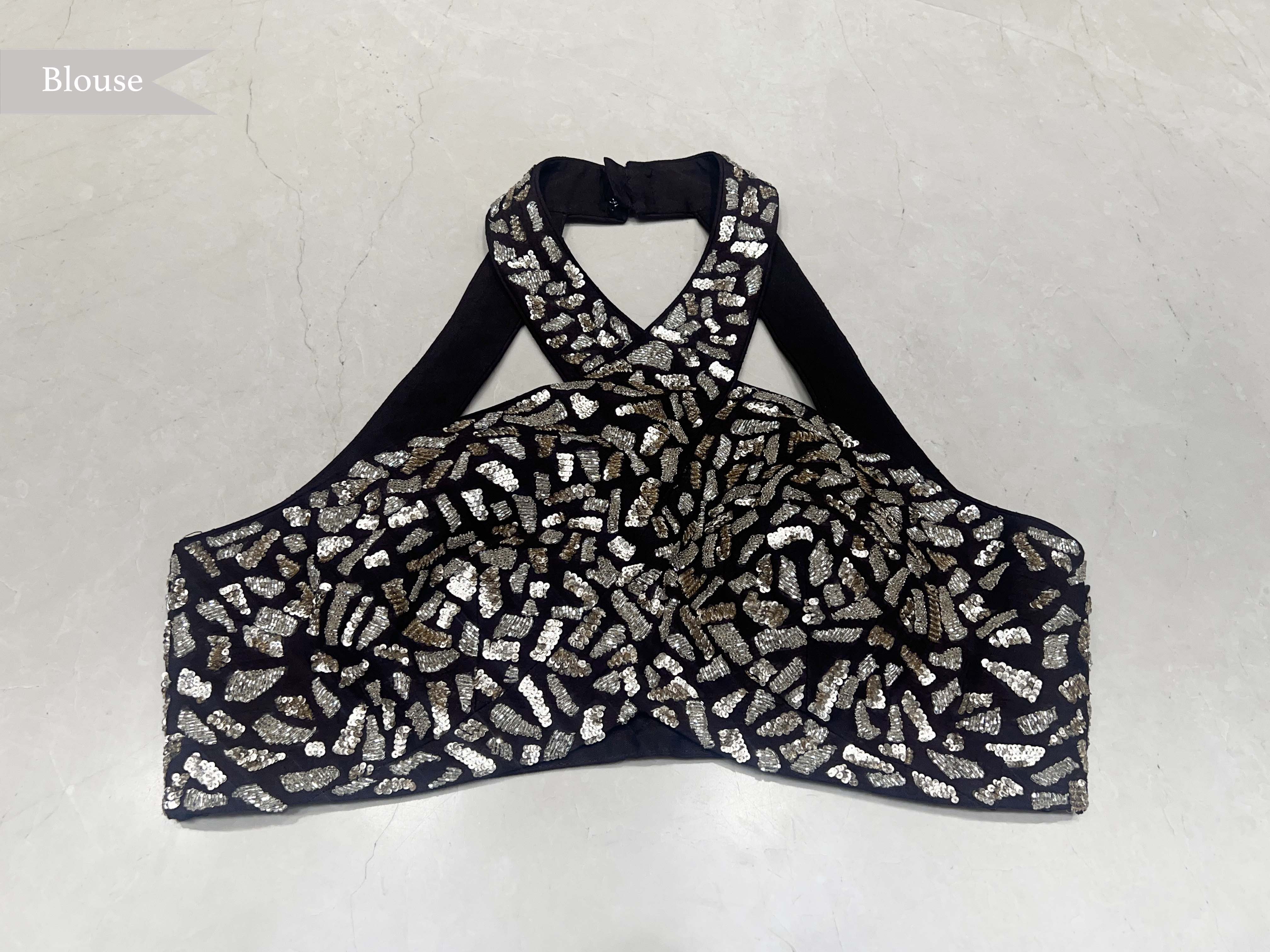 Coffee Brown Georgette Saree with Sequin Border