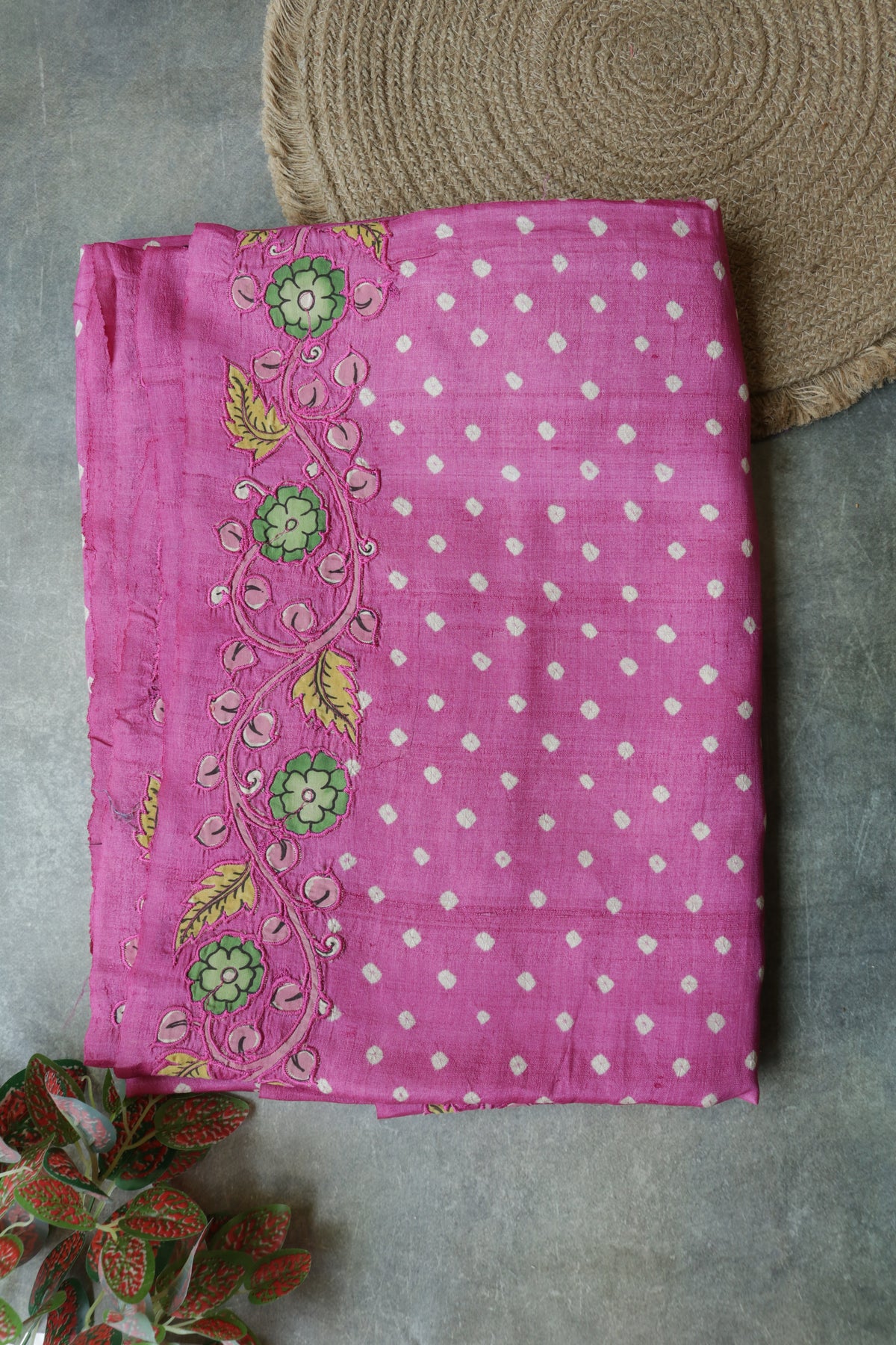 Rani Pink Tussar Silk Saree