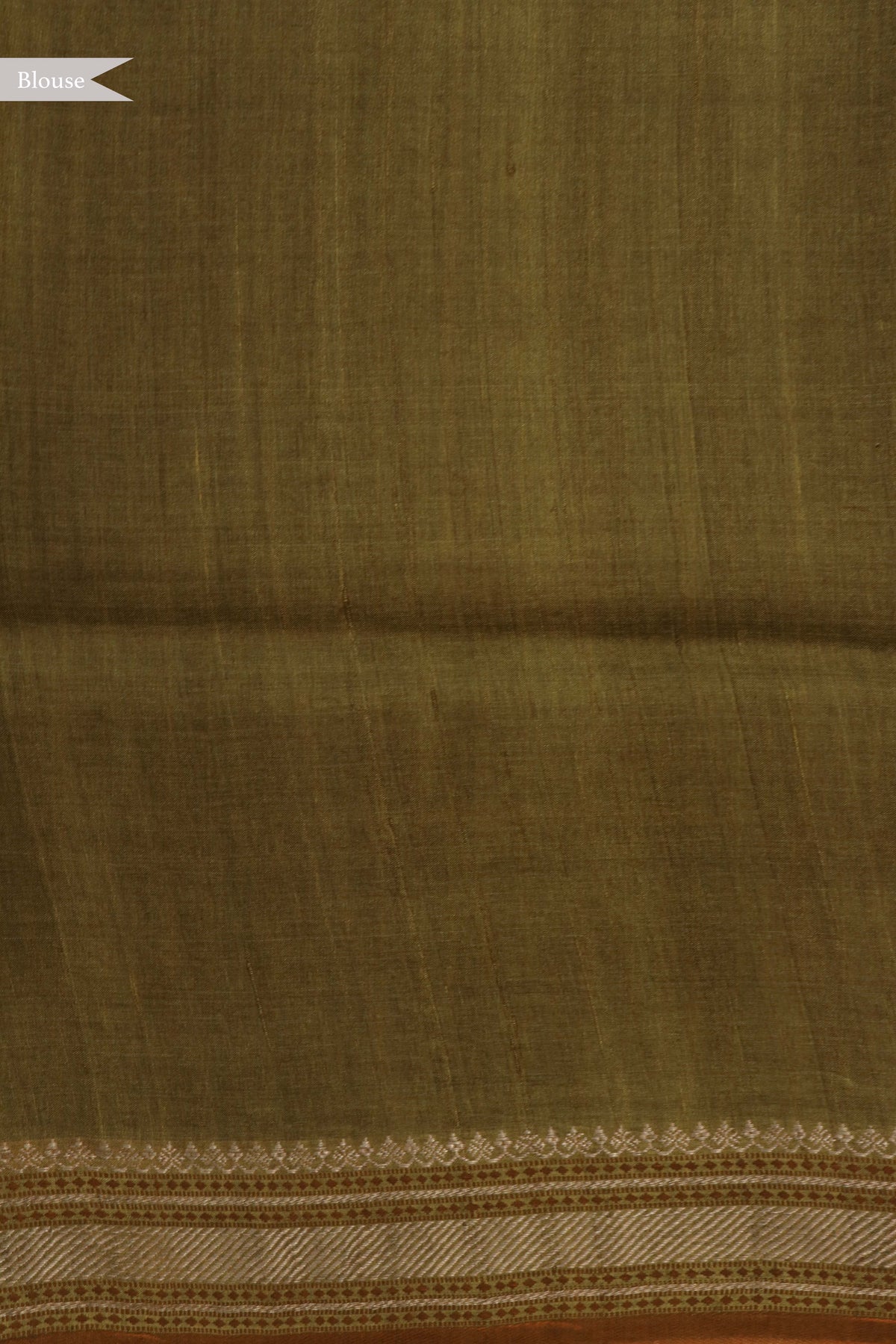Olive Green Tussar Silk Saree with Zari Border