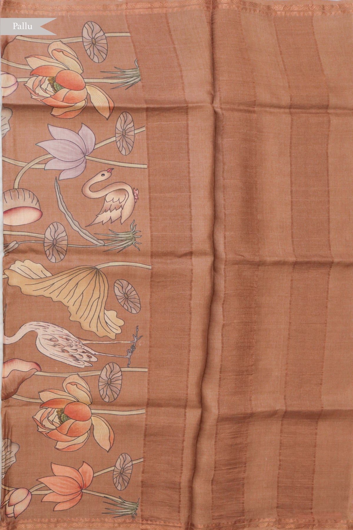 Peach Tussar Silk Saree