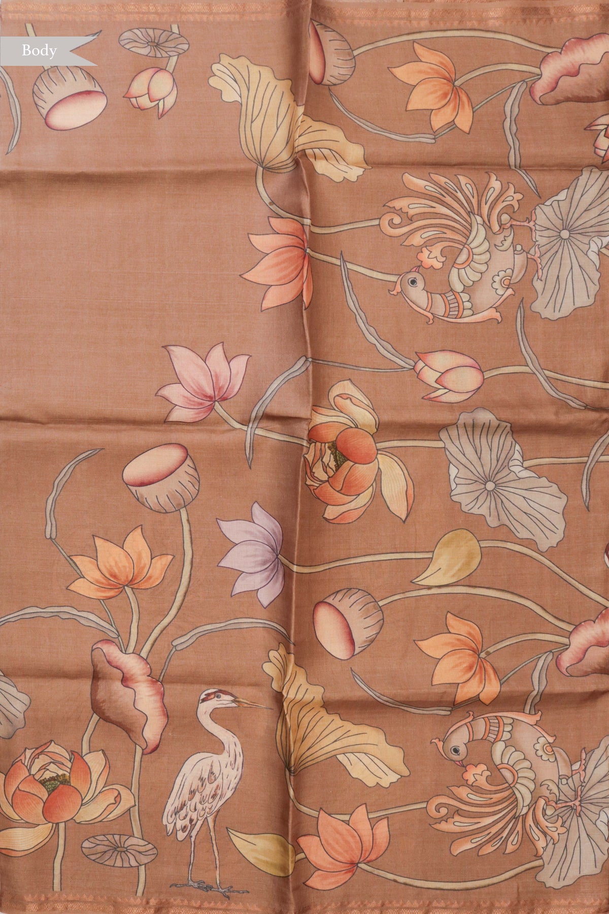 Peach Tussar Silk Saree