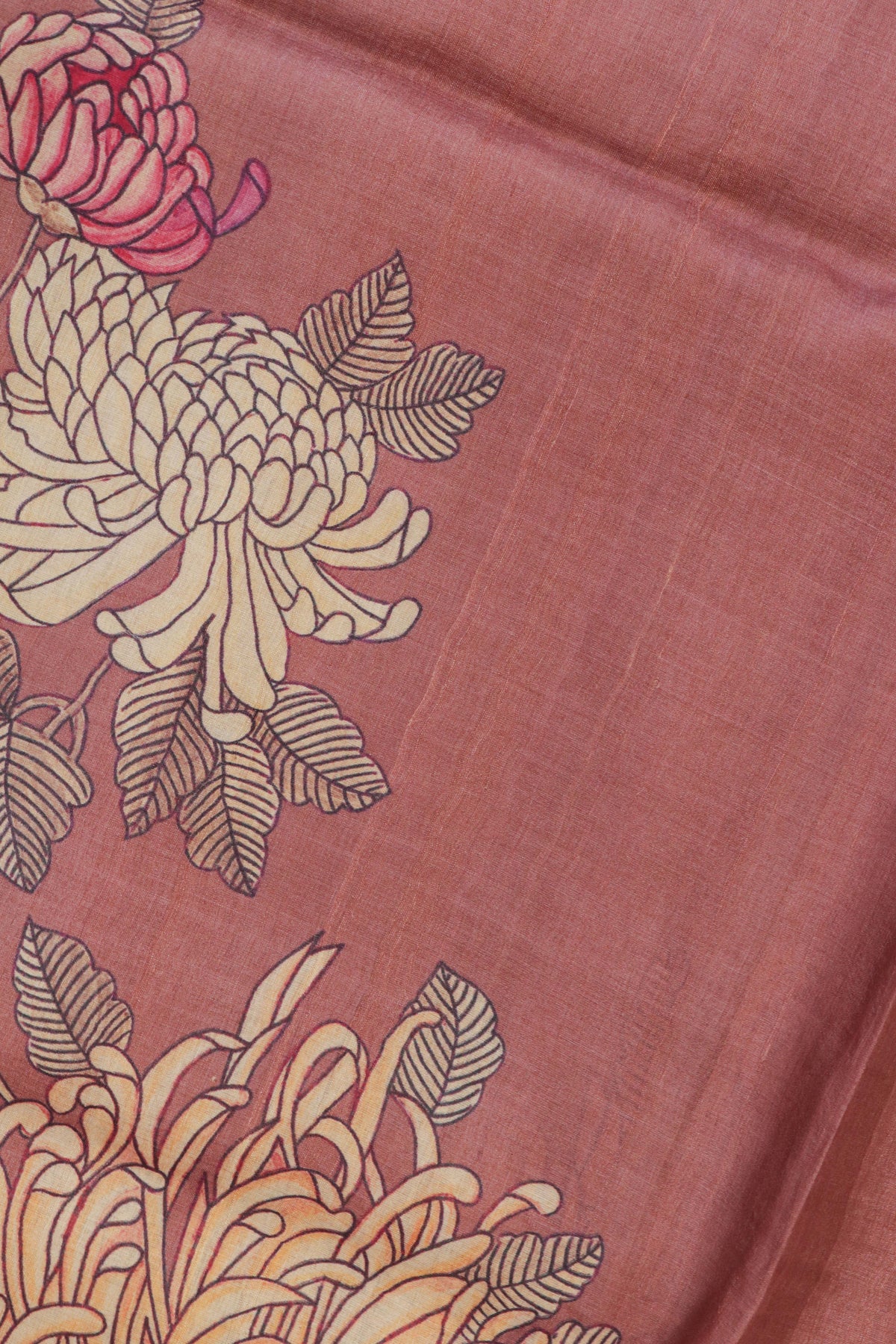 Dusty Rose Pink Tussar Silk Saree