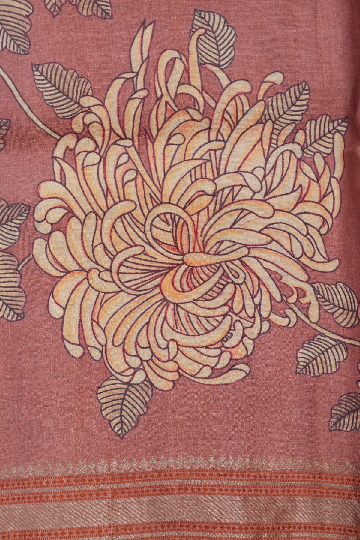Dusty Rose Pink Tussar Silk Saree
