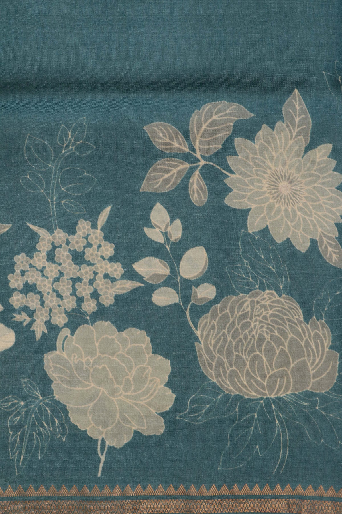 Teal Blue Tussar Silk Saree