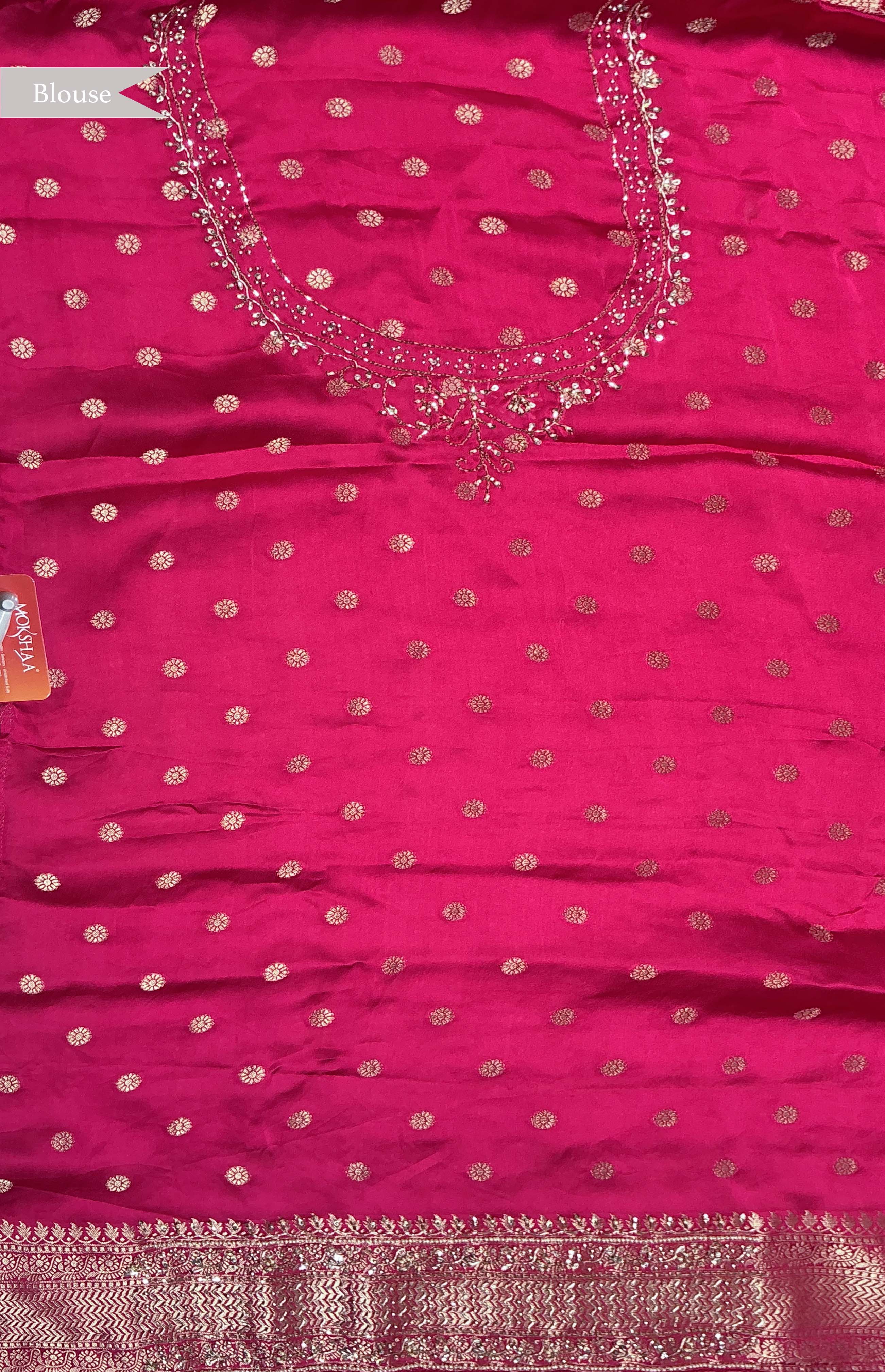 Rani Pink Banarasi Crepe Saree