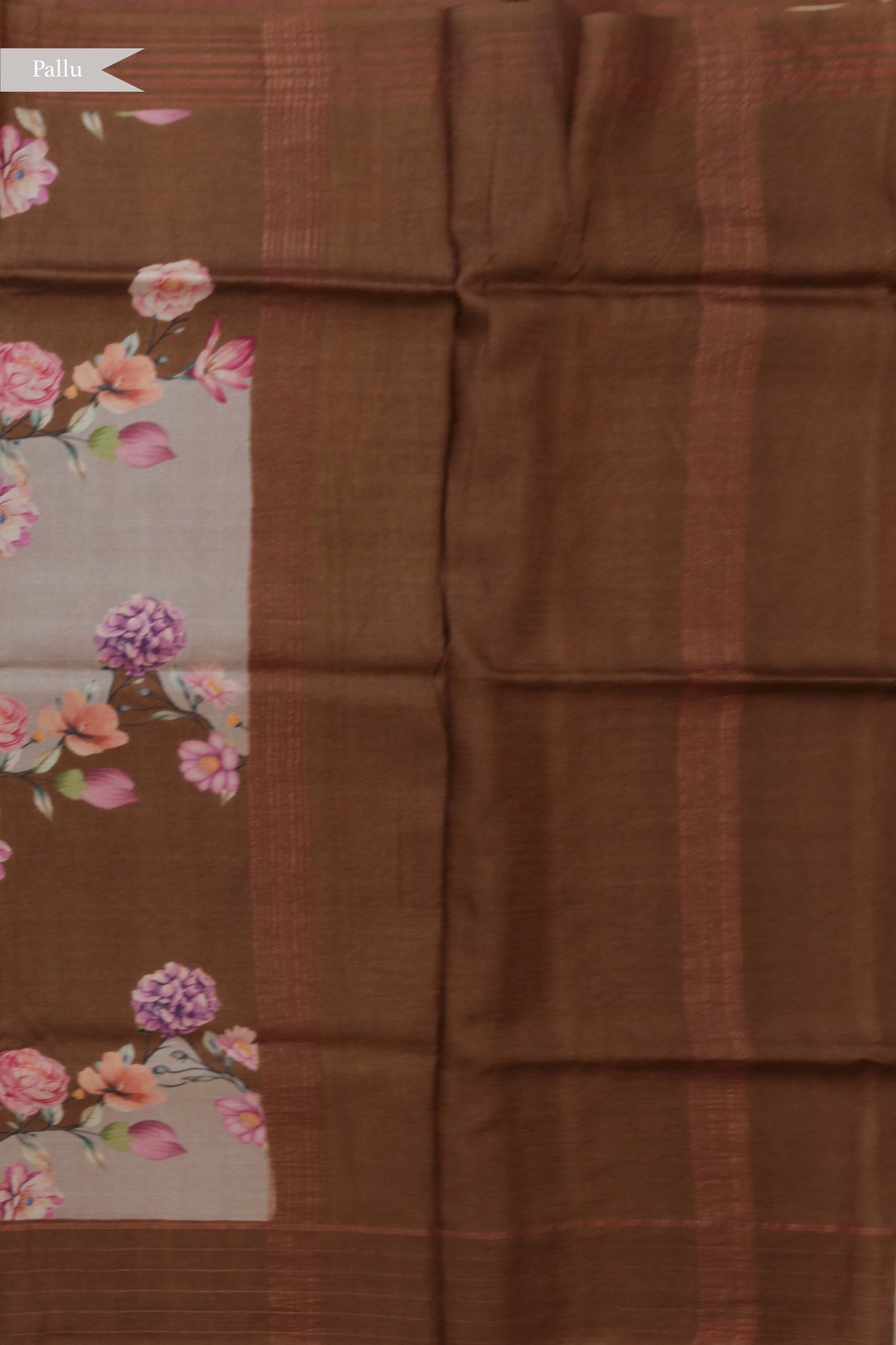 Coffee Brown Tussar Silk Saree - Mokshaa