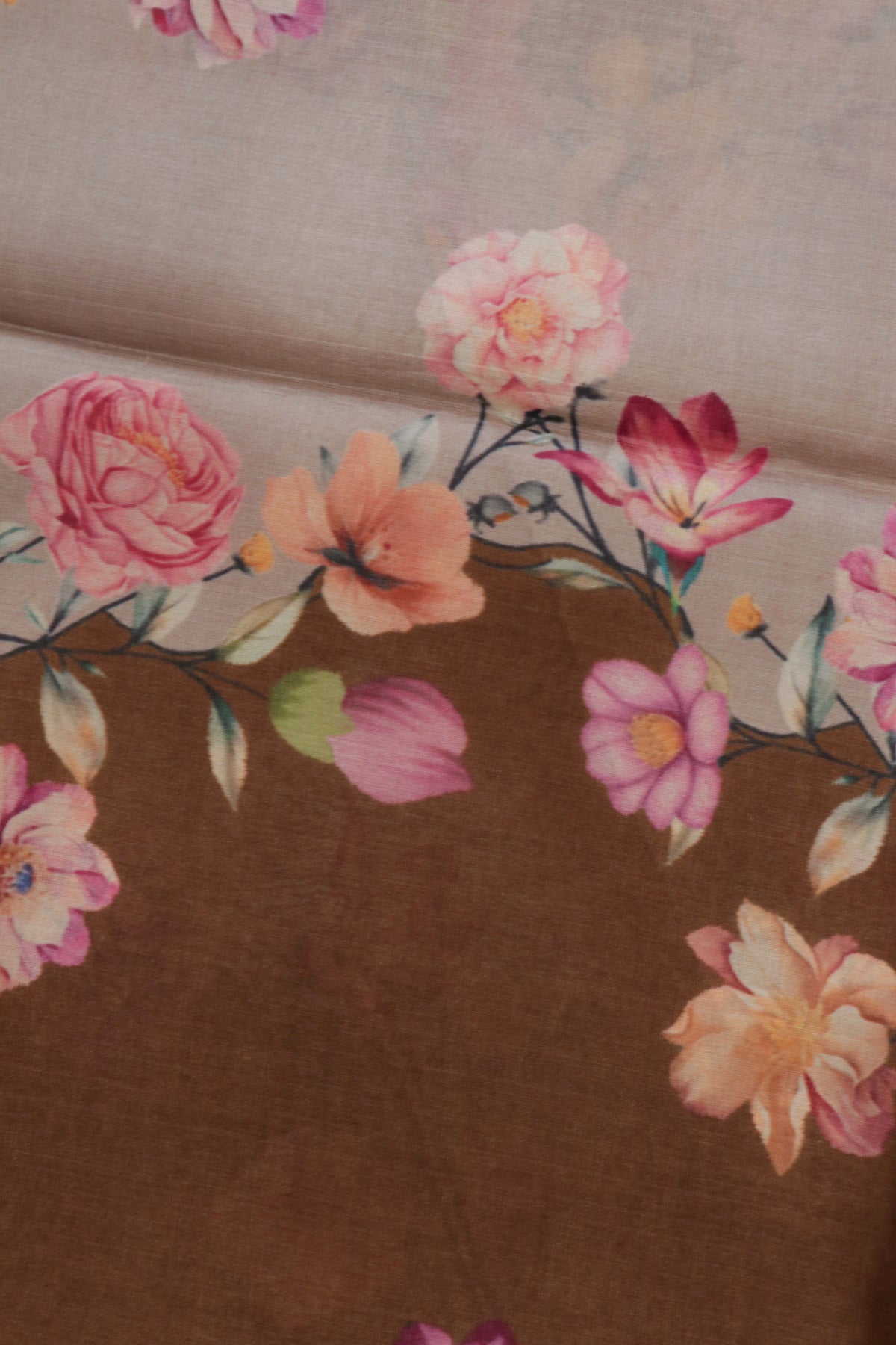 Coffee Brown Tussar Silk Saree - Mokshaa