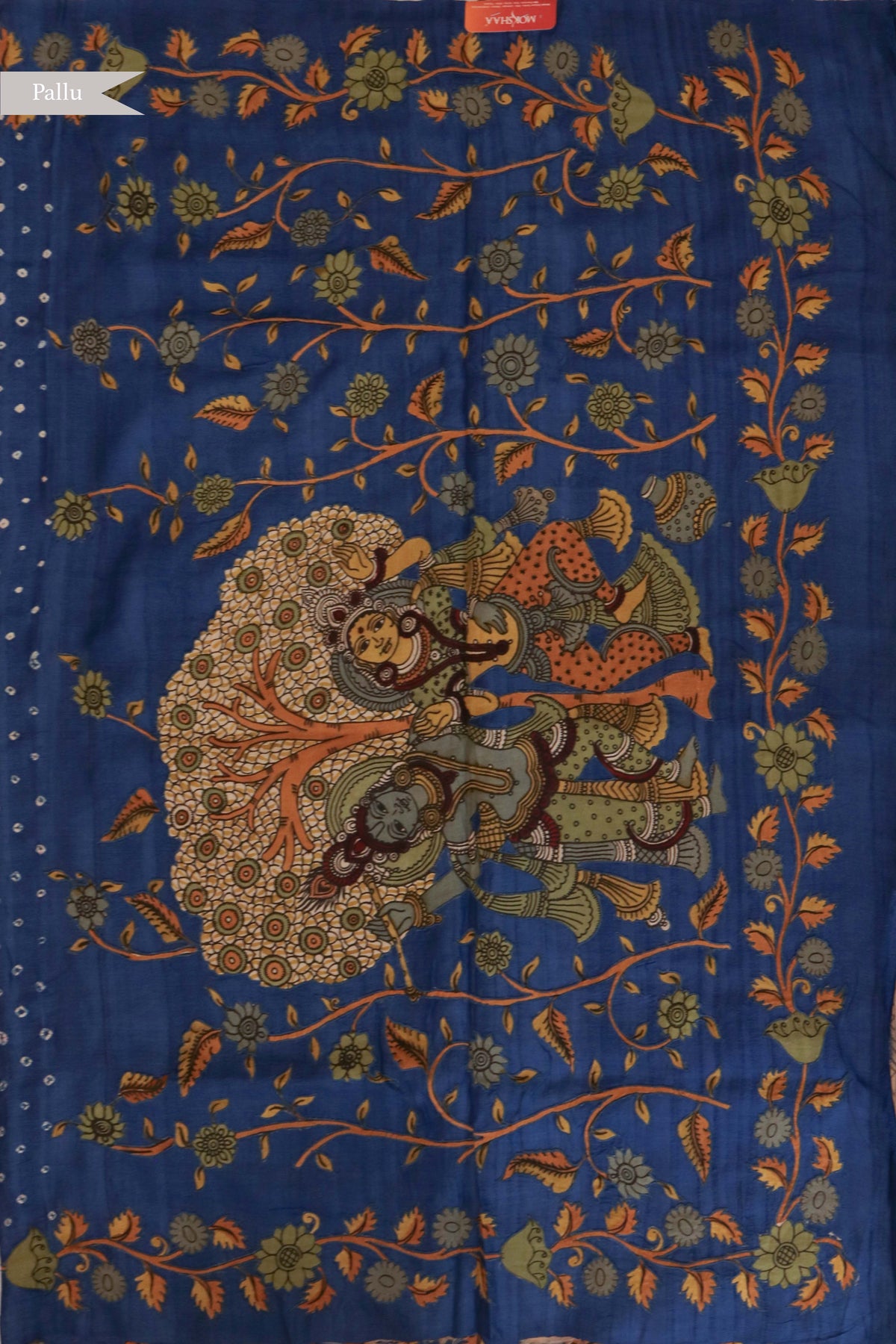 Royal Blue Tussar Silk Saree - Mokshaa