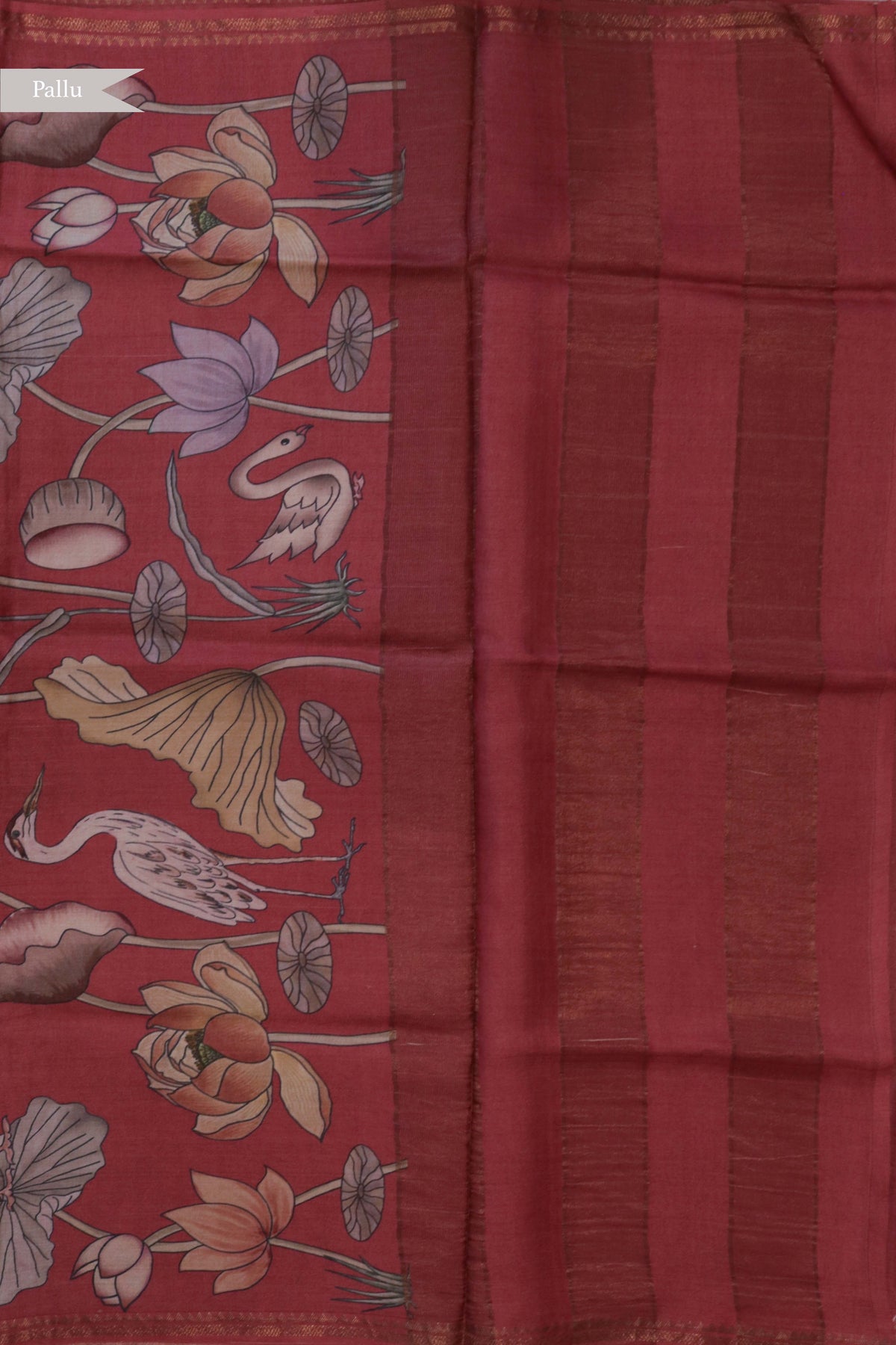 Rose Pink Tussar Silk Saree