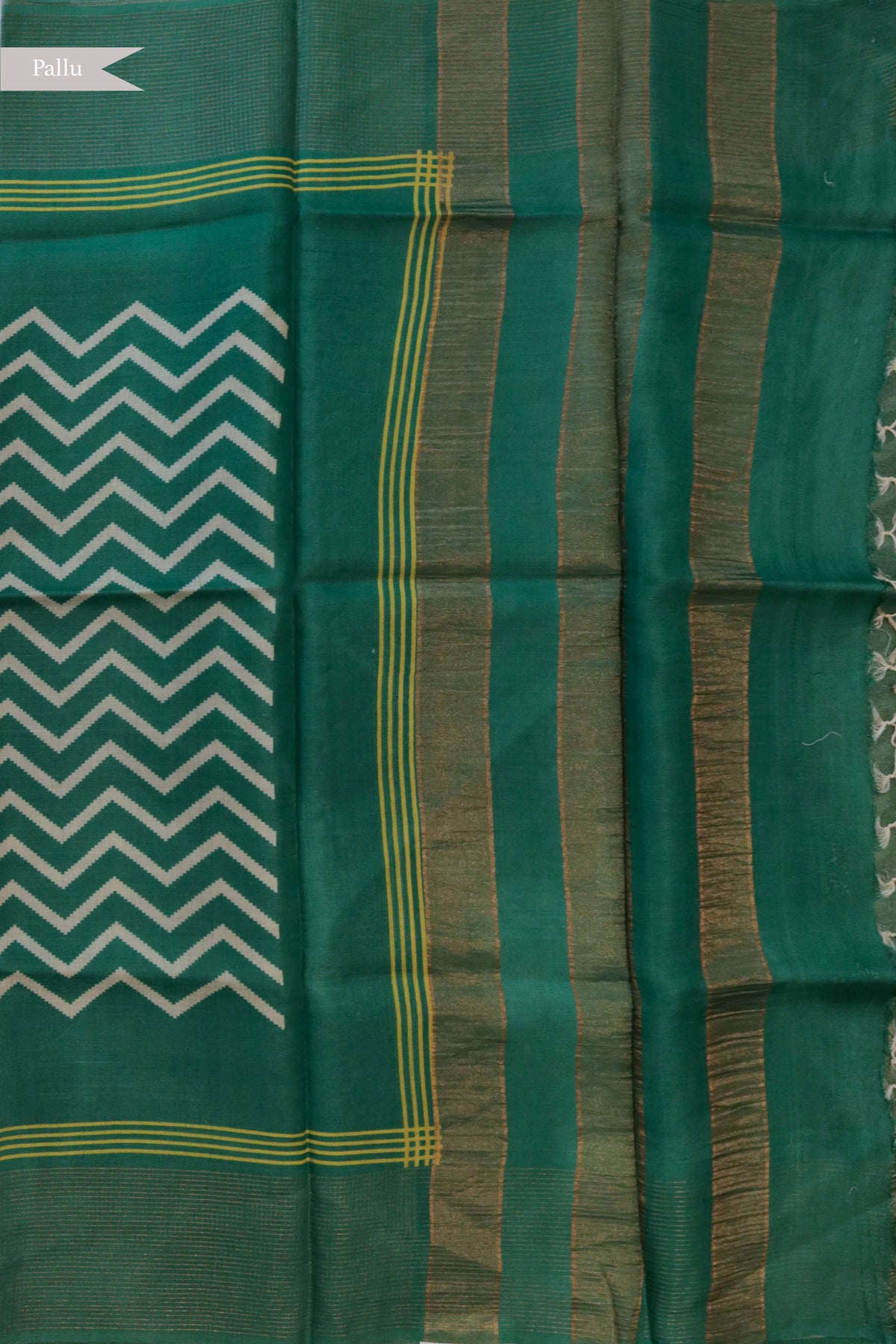 Emerald Green Soft Tussar Silk Saree - Mokshaa