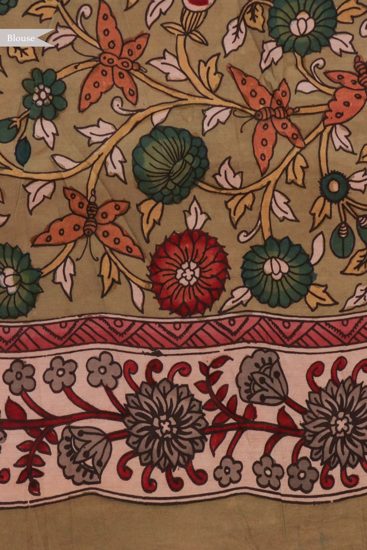 Coral Pink Tussar Silk Saree - Mokshaa