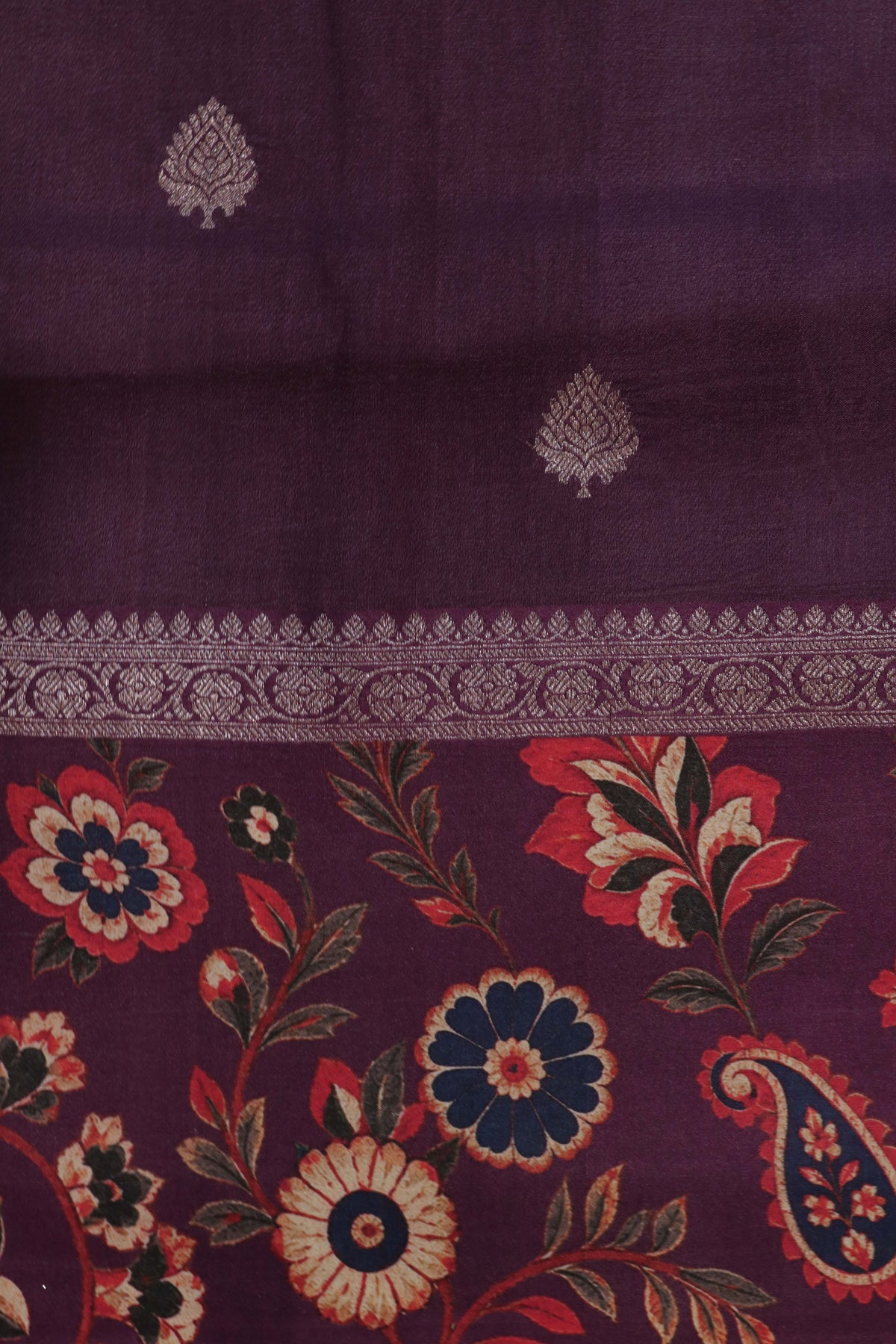 Deep Purple Tussar Silk Saree - Mokshaa