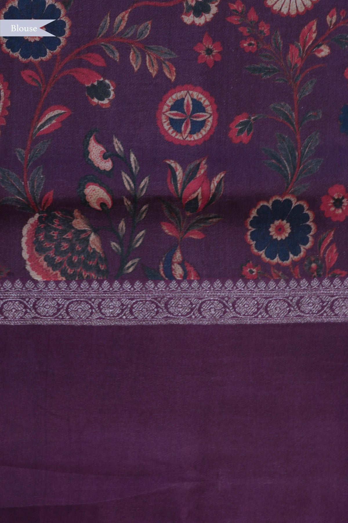 Deep Purple Tussar Silk Saree - Mokshaa