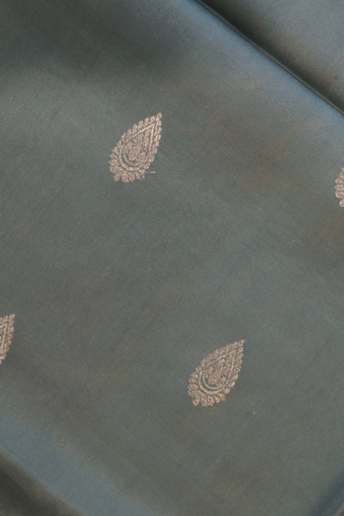 Dusty Blue Tussar Silk Saree - Mokshaa
