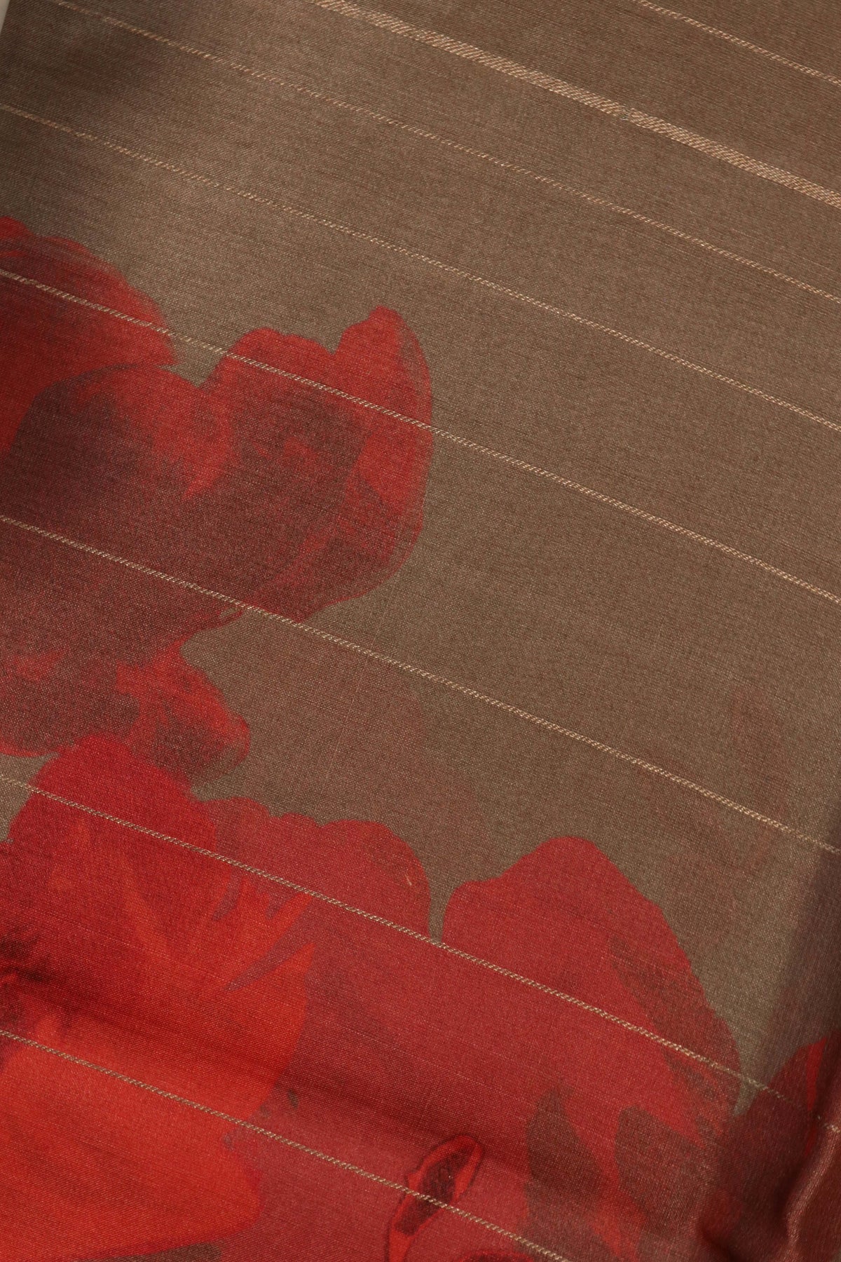 Taupe Brown Soft Tussar Silk Saree - Mokshaa
