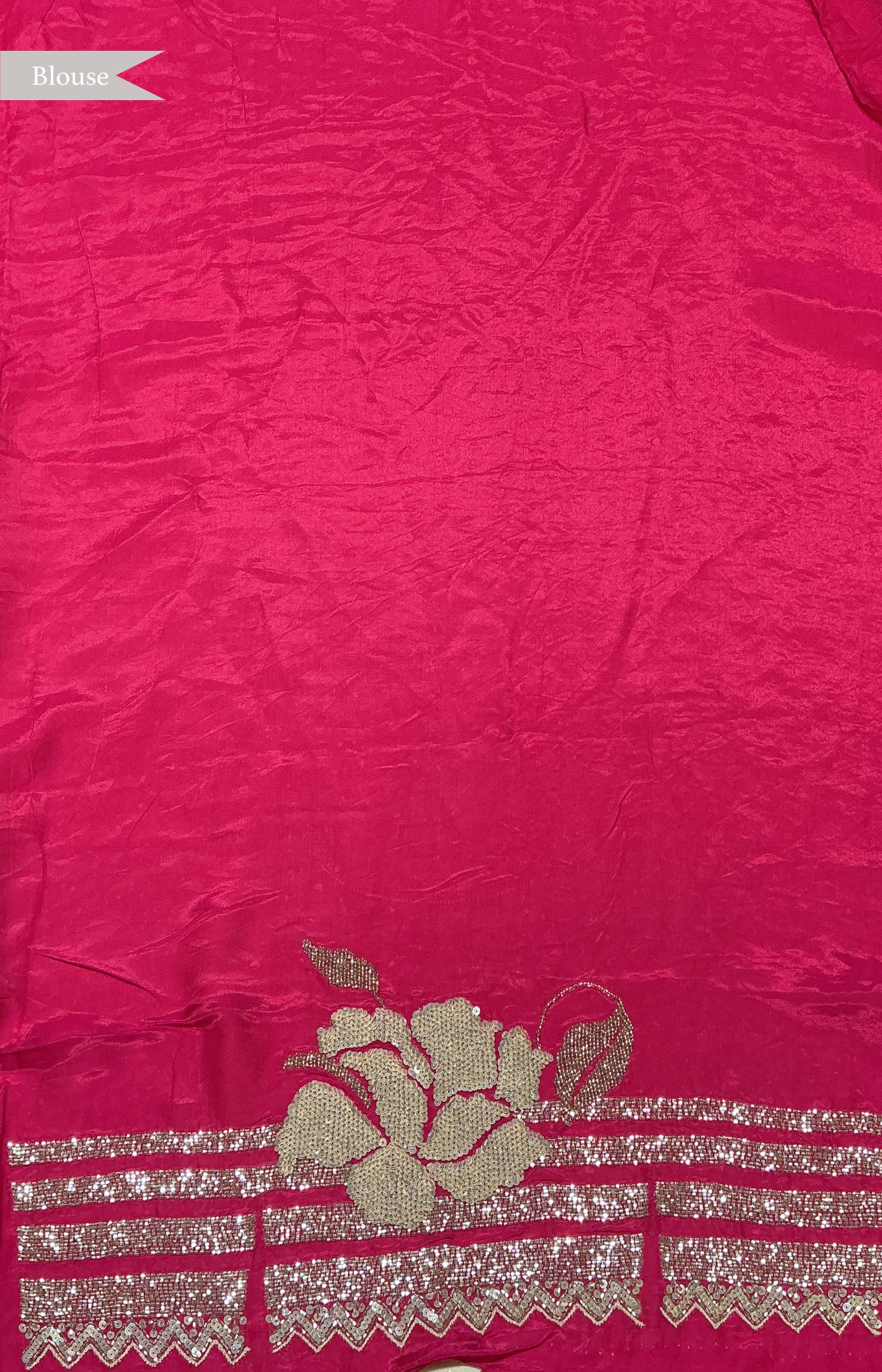 Rani Pink Crepe Saree