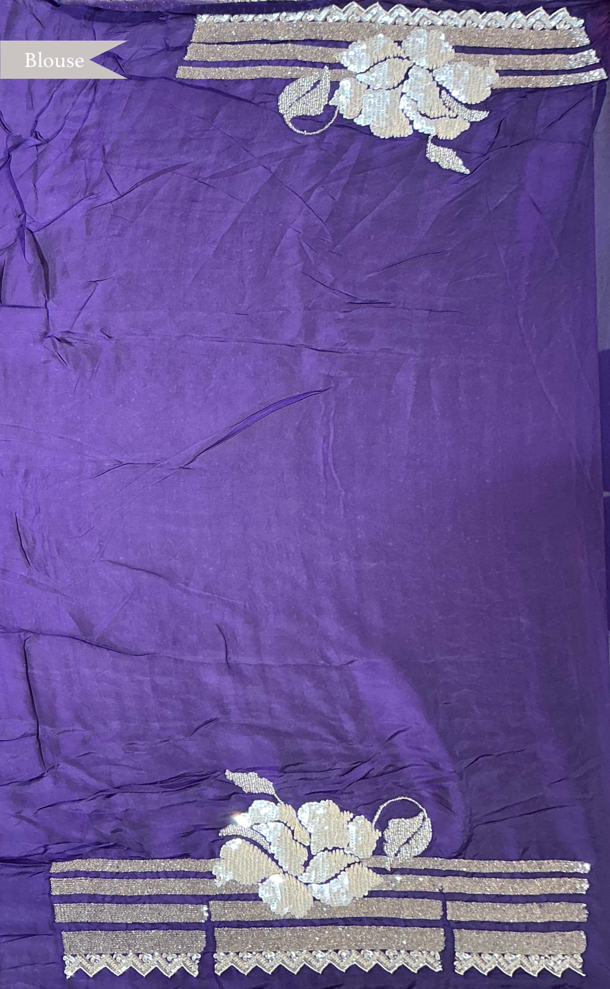 Dark Violet Crepe Saree