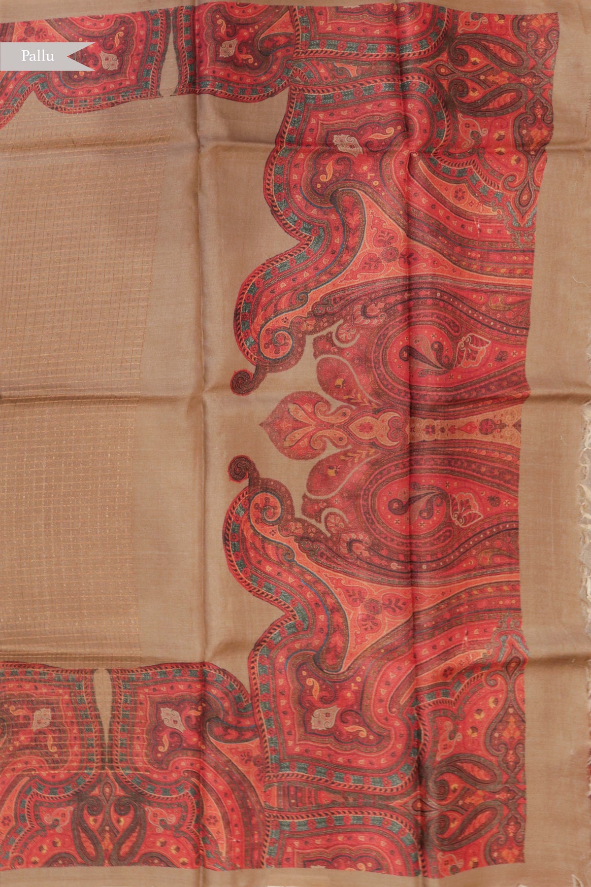 Beige Soft Tussar Silk Saree - Mokshaa