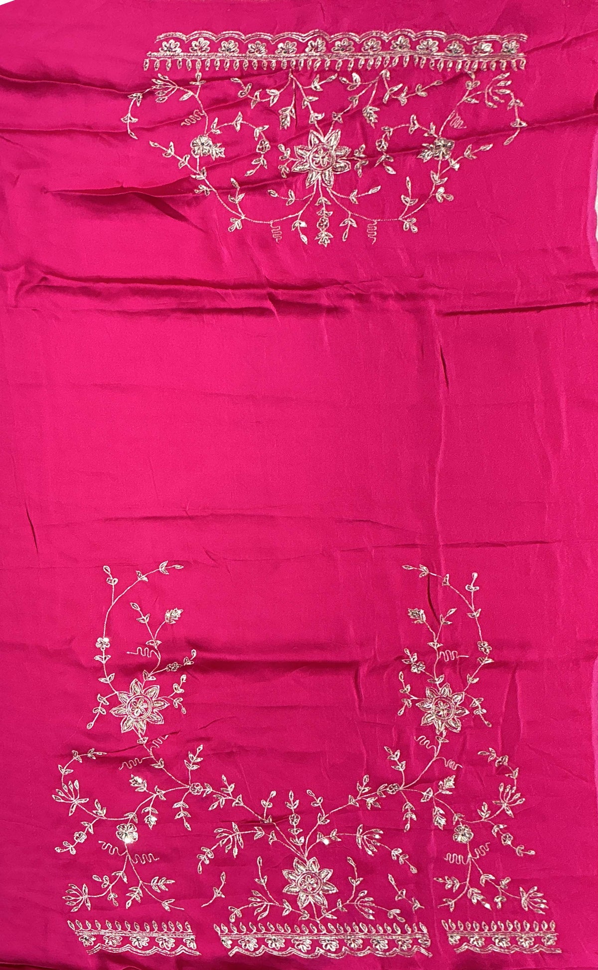 Rani Pink Satin Zardosi Saree