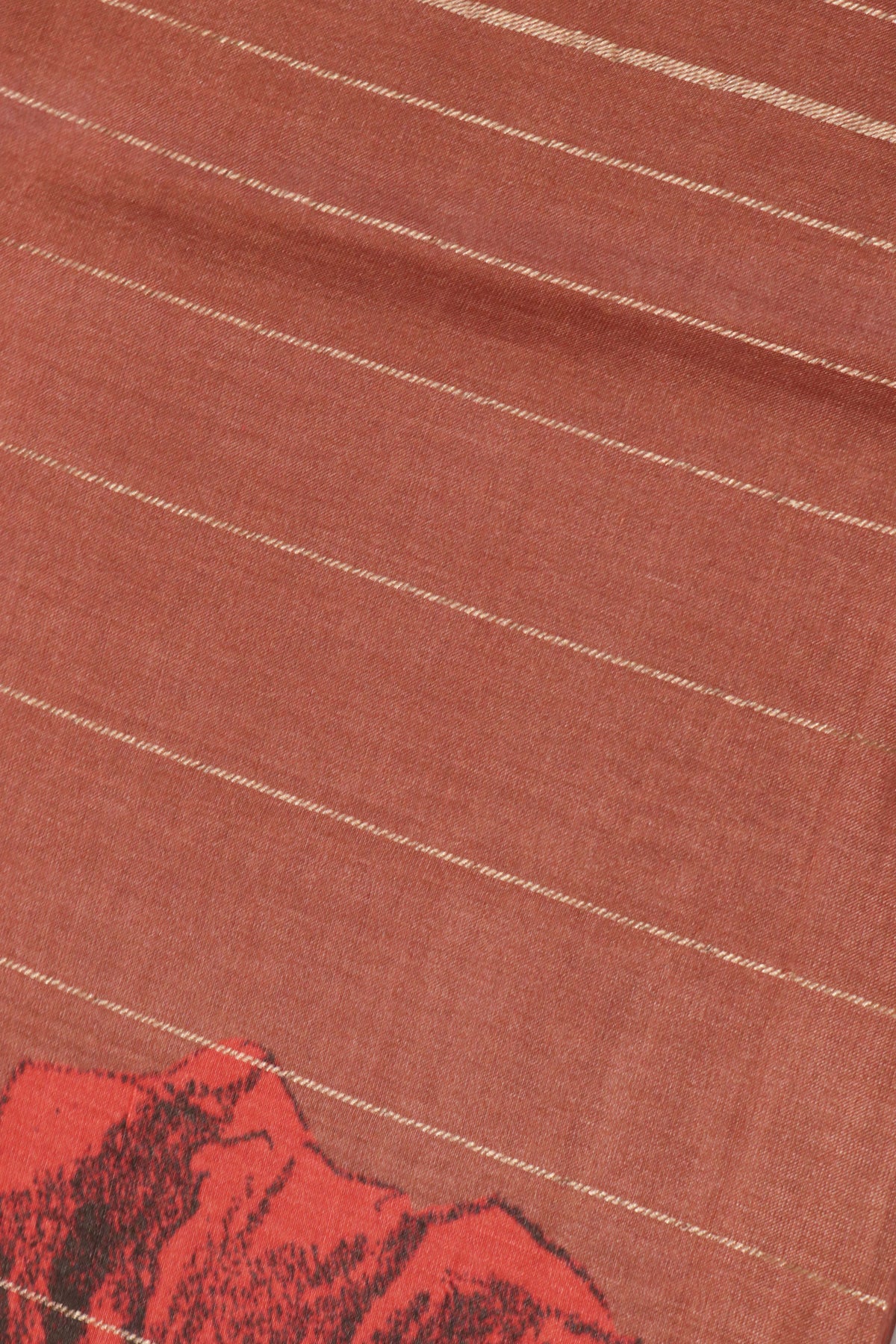 Rust Red Soft Tussar Silk Saree - Mokshaa