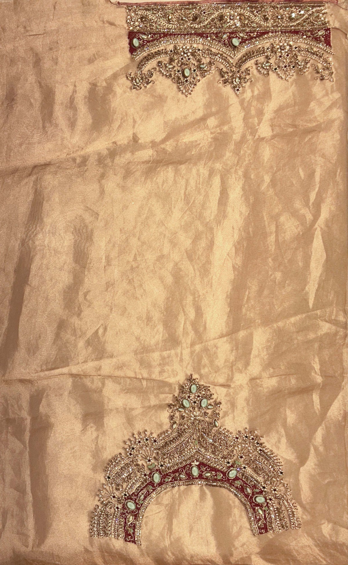 Gold Tissue Organza Zardosi Saree