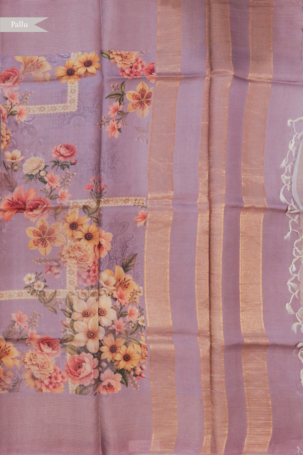 Lavender Soft Tussar Silk Saree - Mokshaa