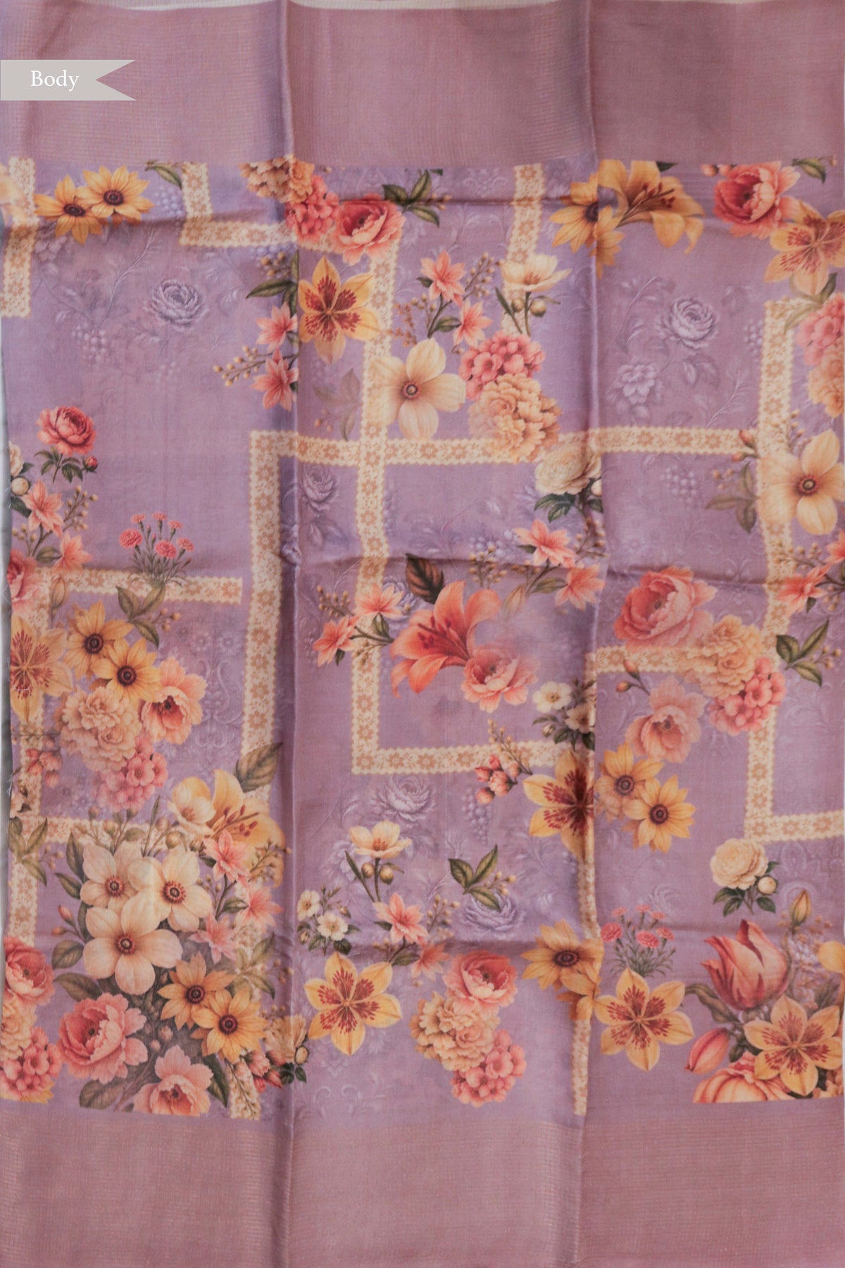 Lavender Soft Tussar Silk Saree - Mokshaa