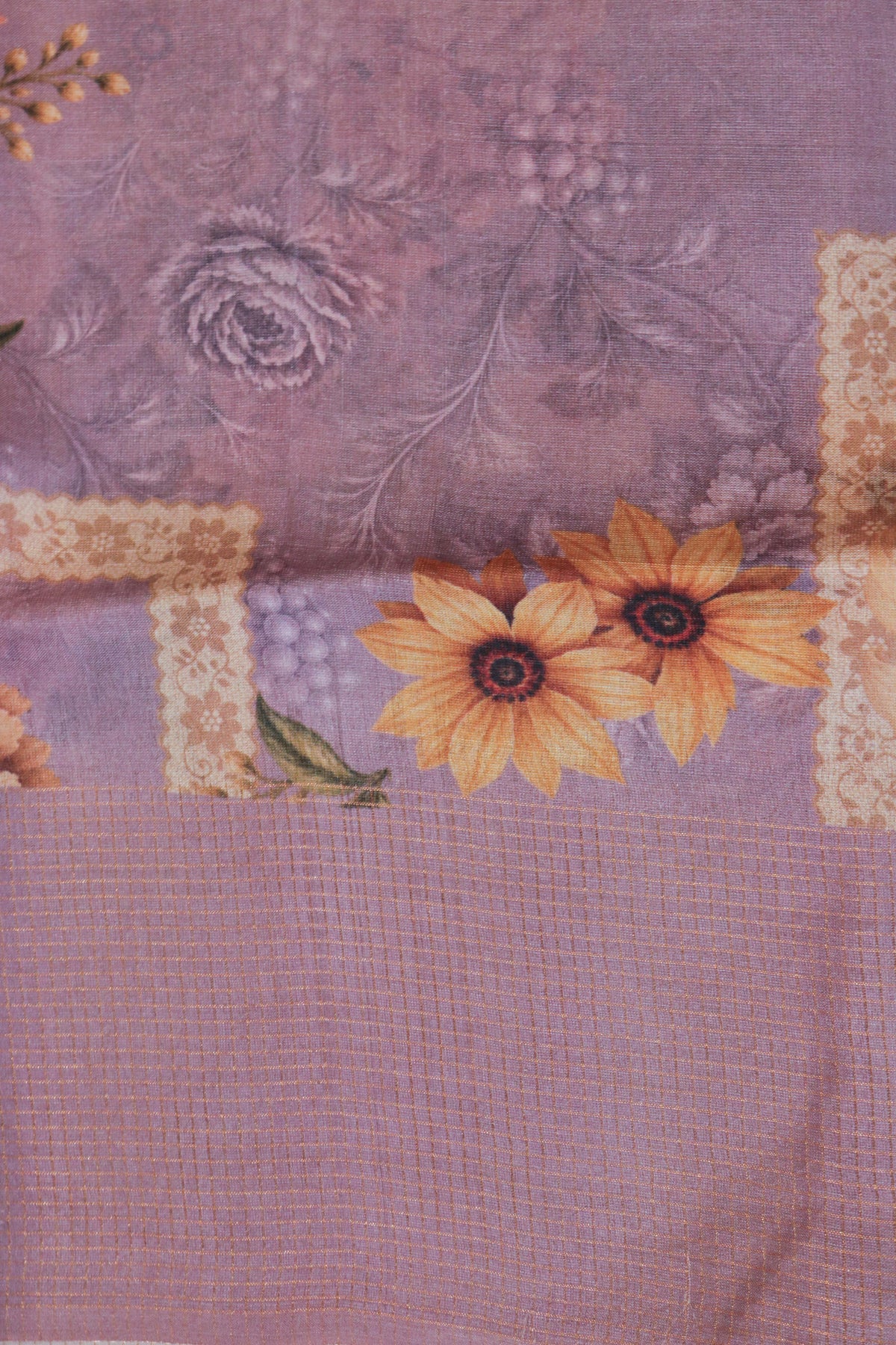 Lavender Soft Tussar Silk Saree - Mokshaa