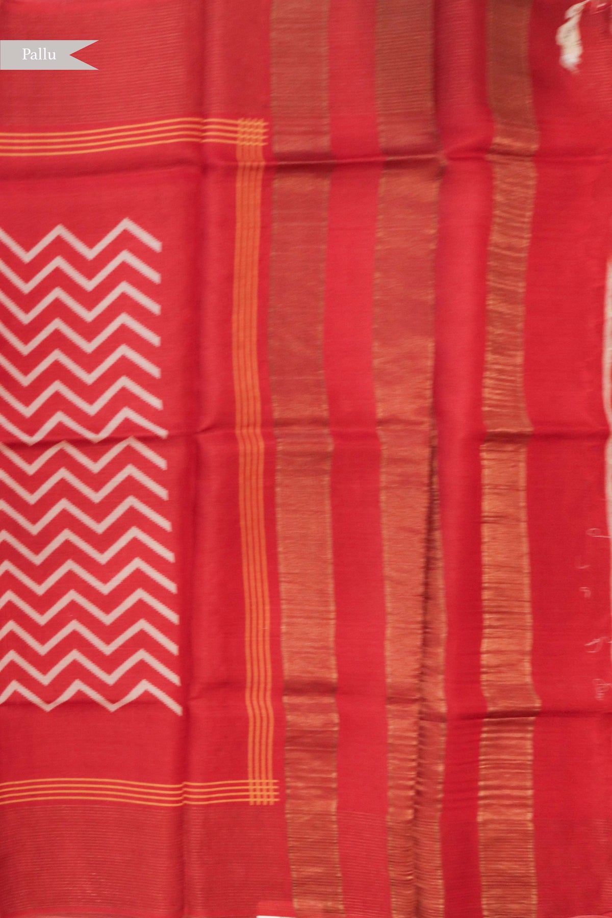 Coral Red Soft Tussar Silk Saree - Mokshaa