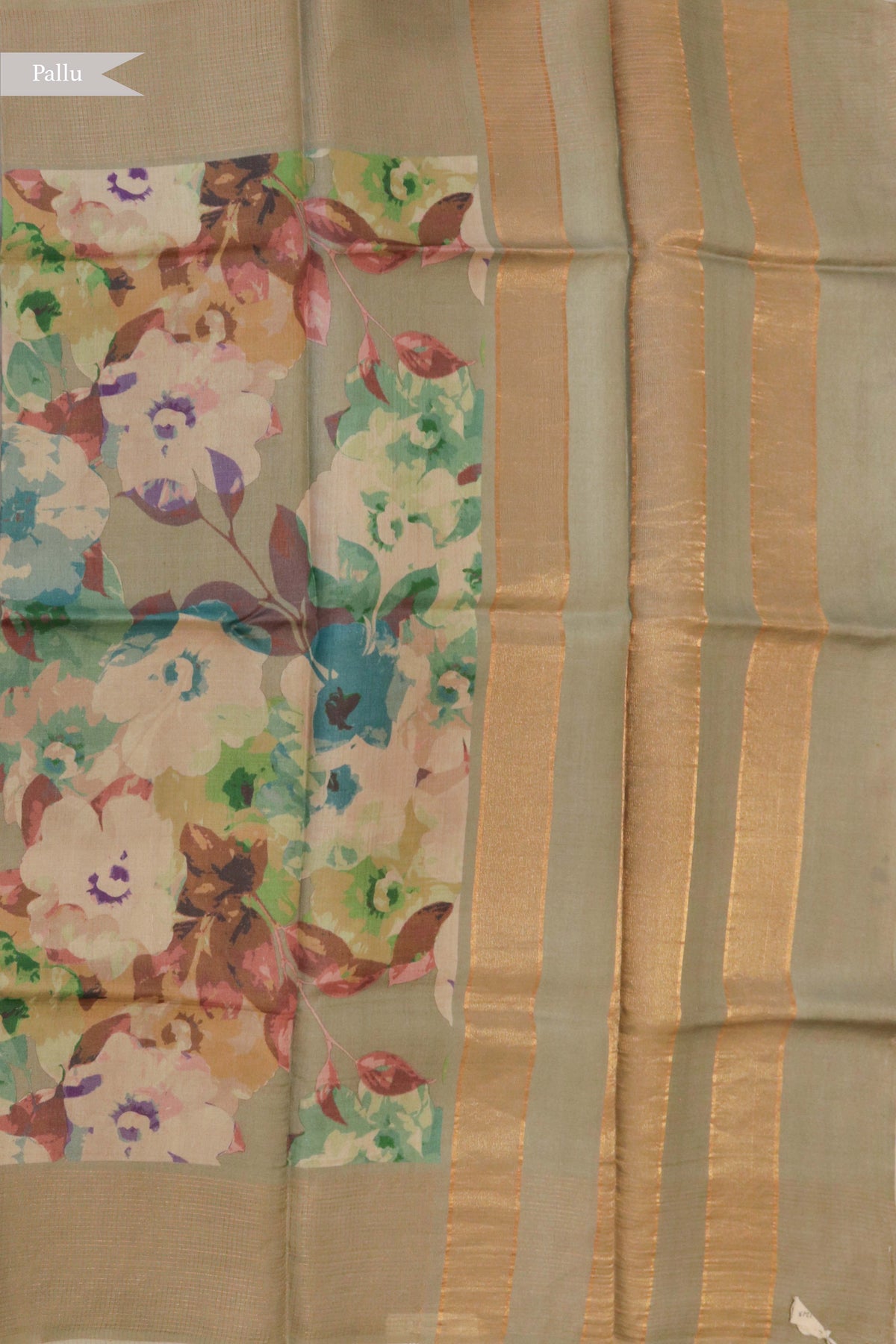 Sage Green Soft Tussar Silk Saree - Mokshaa