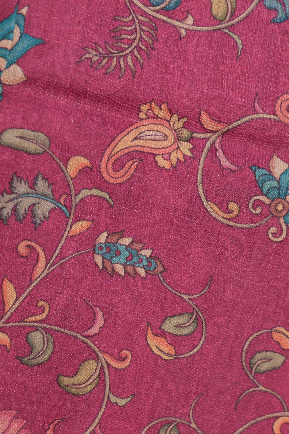 Magenta Kalamkari Tussar Saree