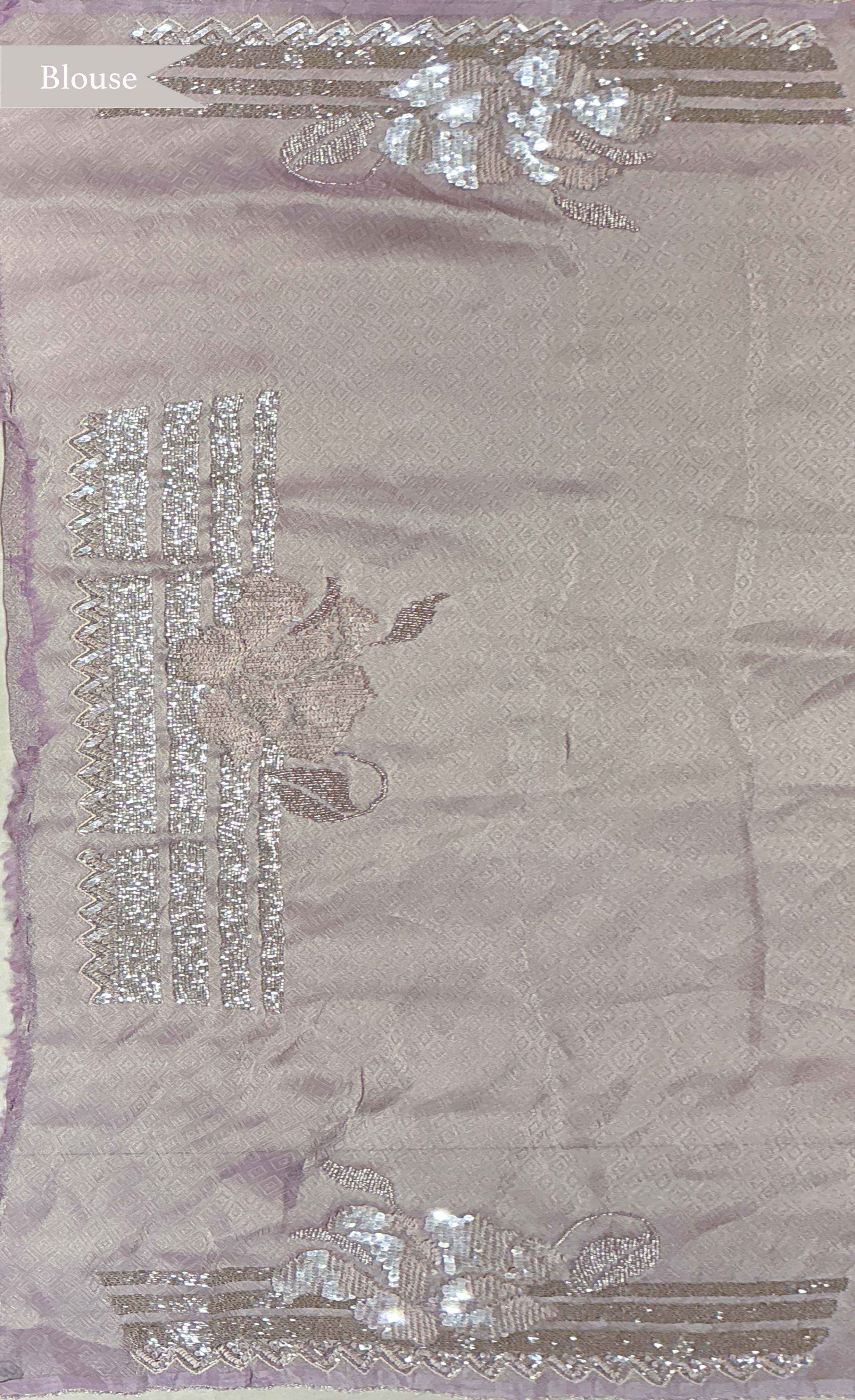 Light Lavender Shimmer Tissue Saree