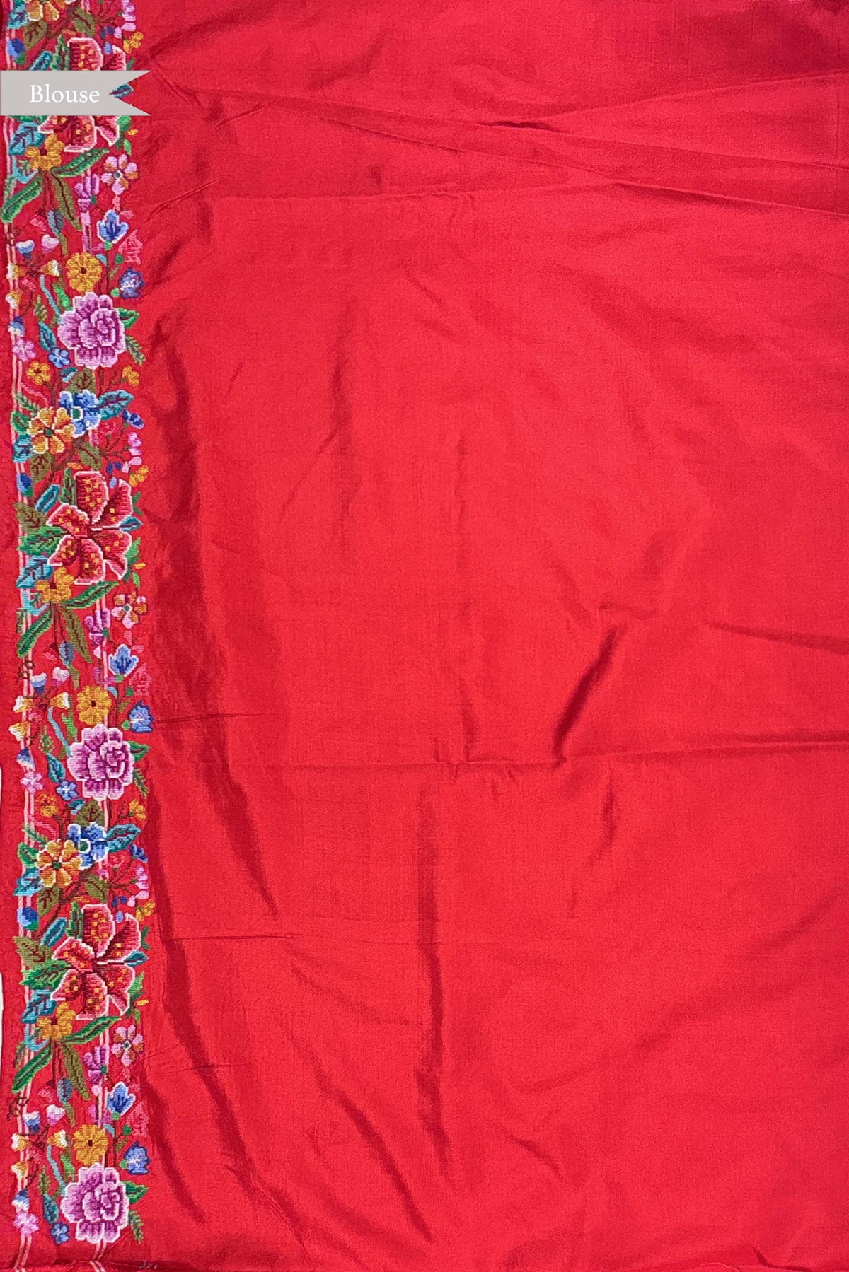 Red Ikat Silk Saree with Petit Point Border