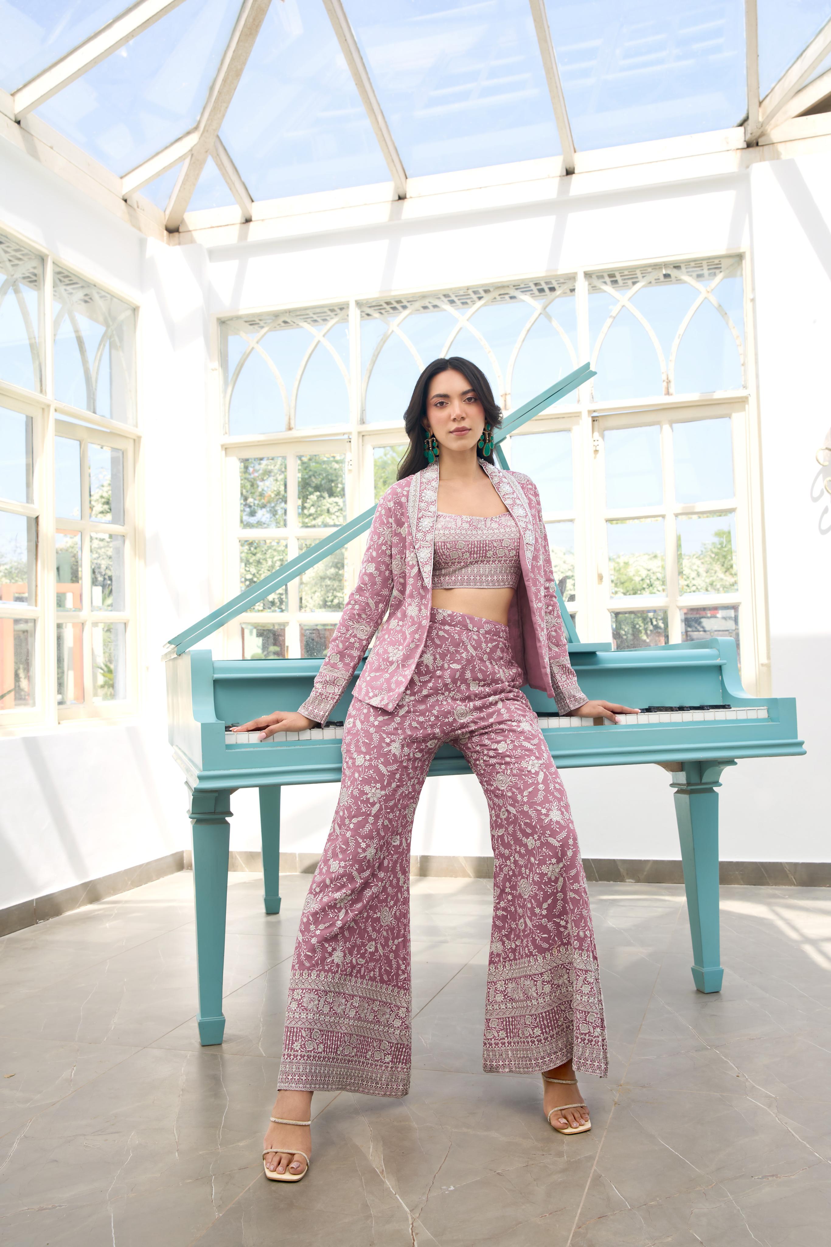 Dusty Mauve Embroidered Co-ord Set